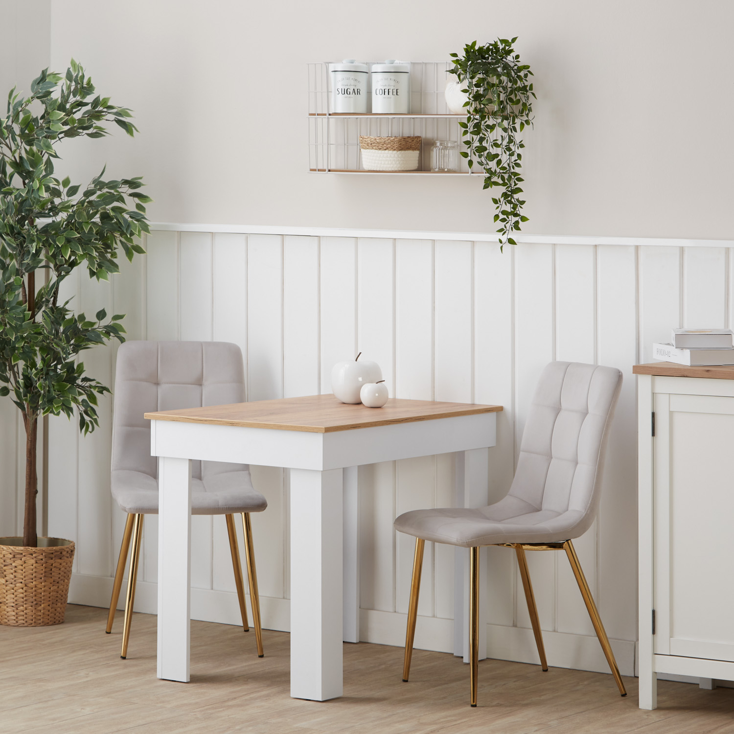 Upholstered Chair Velvet Cream | Set of 6 | golden Legs | without Armrests | Kitchen Dining Room Office