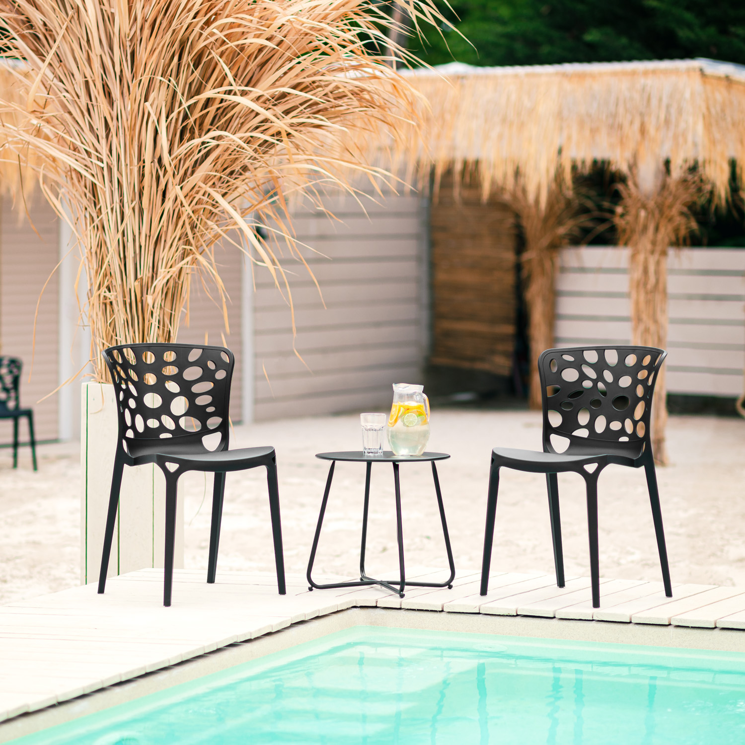 Garden chair Set of 2 Modern Black Camping chairs Outdoor chairs Plastic Stacking chairs Kitchen chairs Garden chair Set of 6 Modern Black Camping chairs Outdoor chairs Plastic Stacking chairs Kitchen chairs