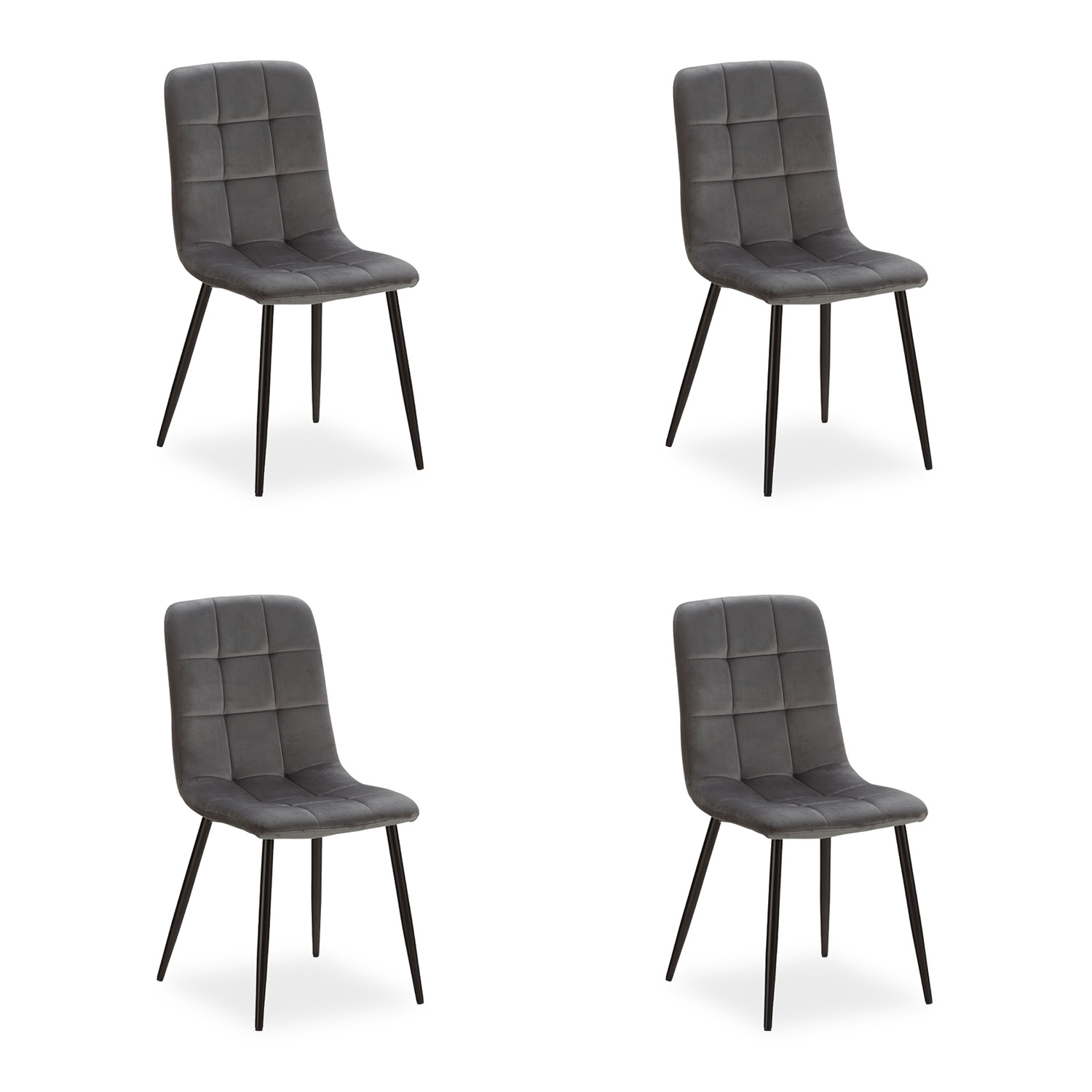Upholstered Chair Velvet Grey | Set of 4 | without Armrests | Kitchen Dining Room Office Upholstered Chair Velvet Grey | Set of 4 | without Armrests | Kitchen Dining Room Office