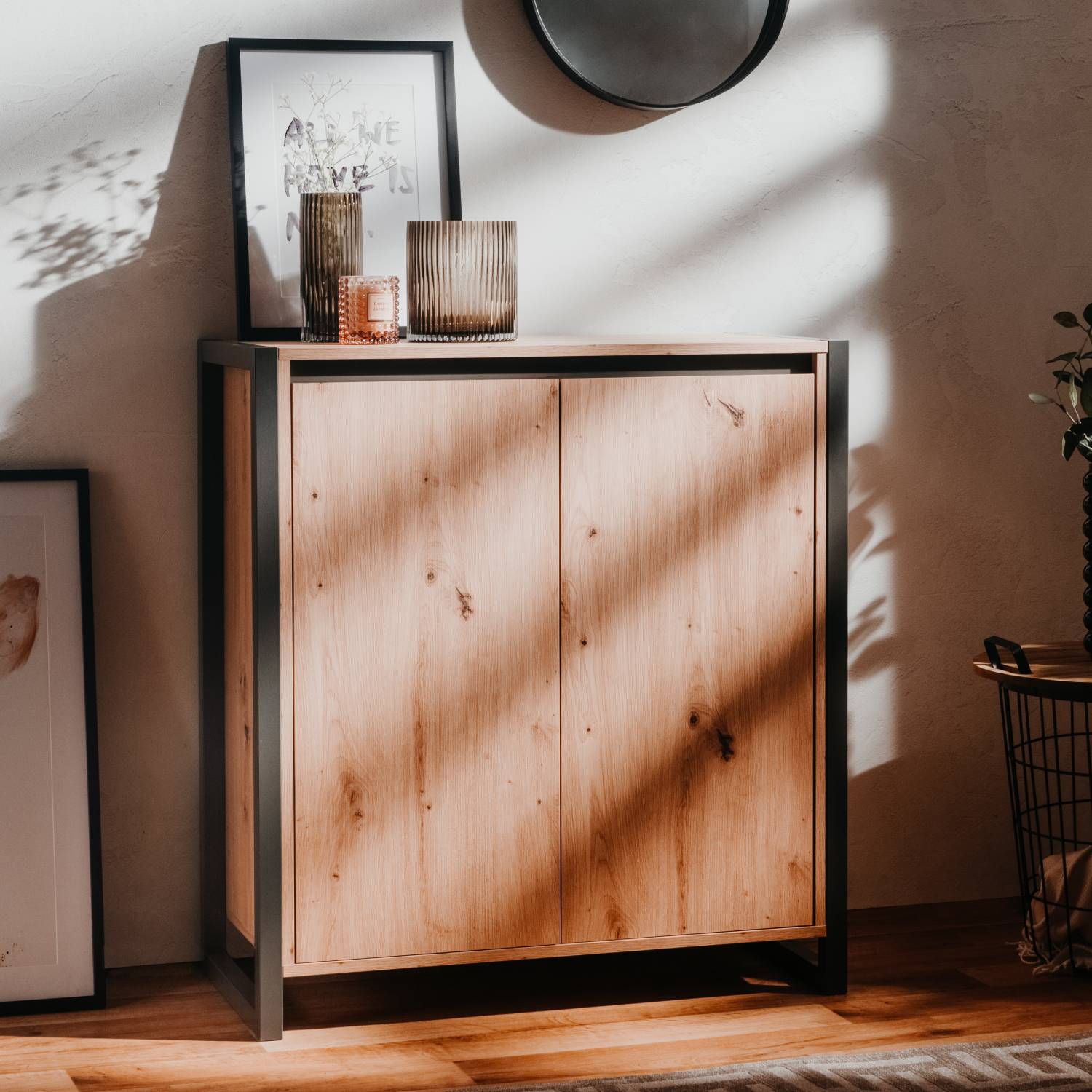 Sideboard Cupboard Storage Cabinet Wood Oak Living Room Industrial Look