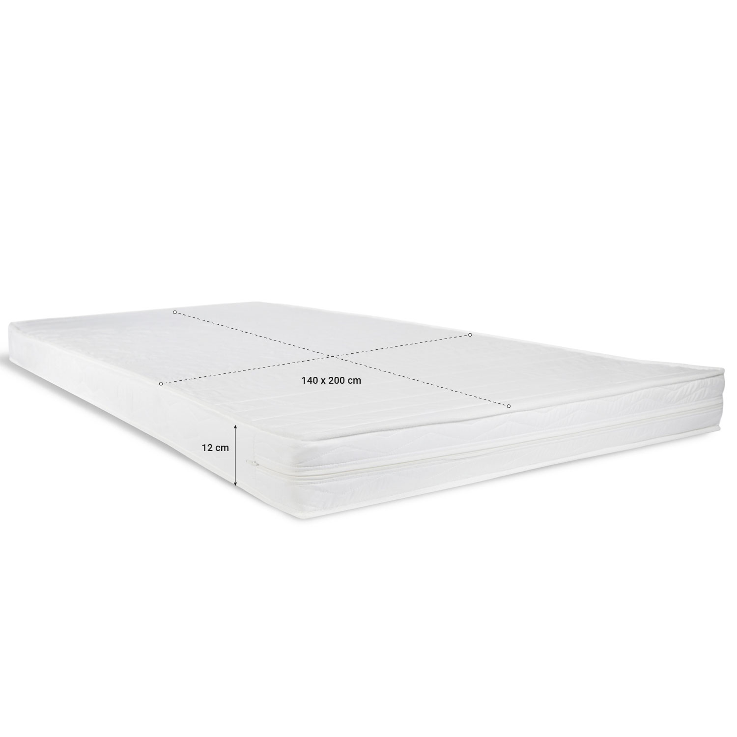 Lit double avec matelas et sommier 140x200 Lit blanc pin massif Cadre de lit en bois Lit futon