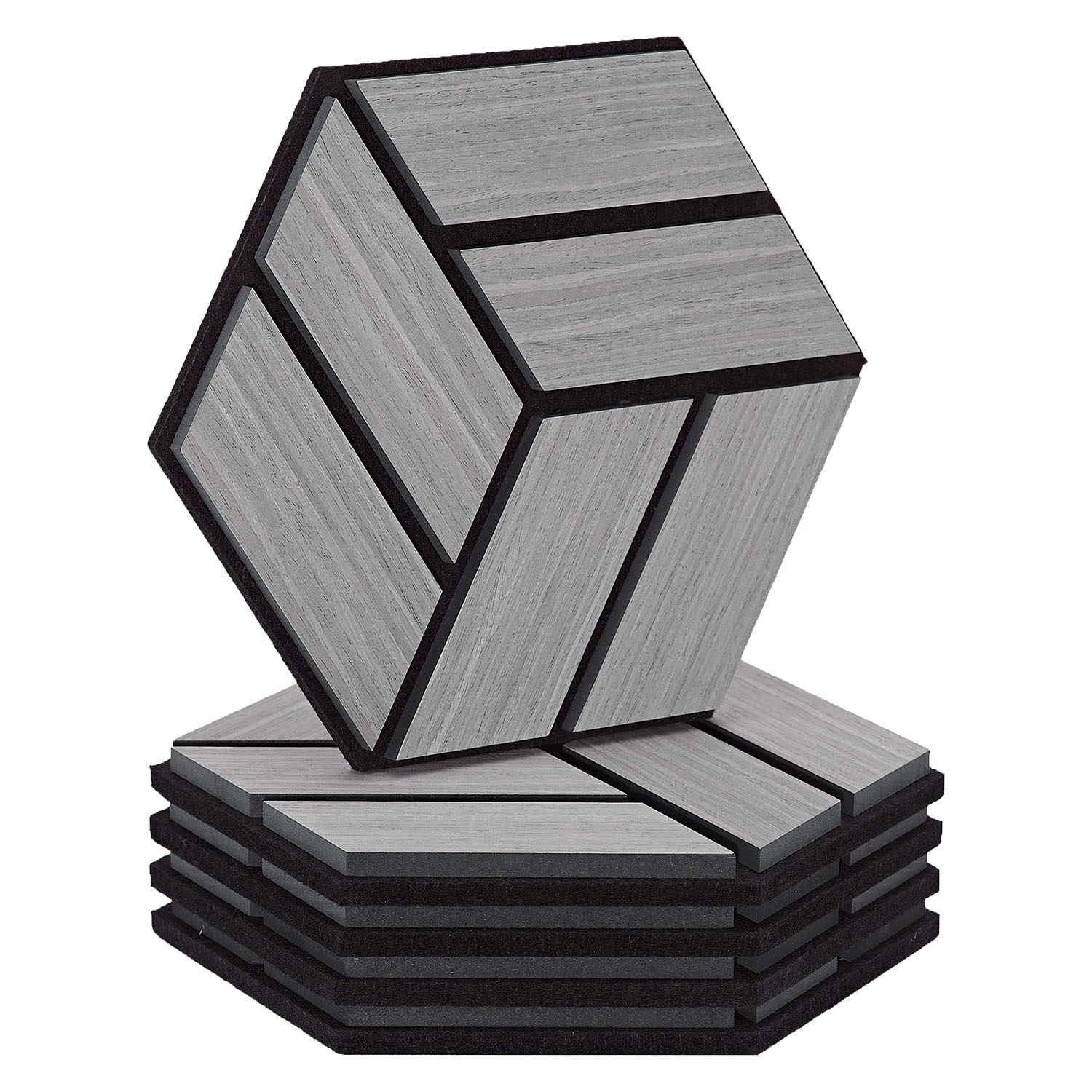 Acoustic Panels Wall Panels Hexagon Honeycomb 30 x 26 cm Grey | Wood | 5-piece Set | 3D Acoustic Panels Wall Panels Hexagon Honeycomb 30 x 26 cm Grey | Wood | 5-piece Set | 3D