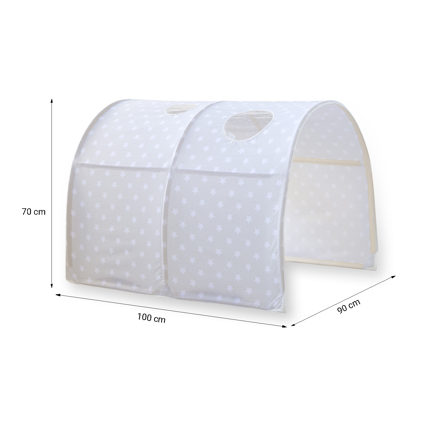 Childrens Bed Tunnel Bed Tent Bunk Bed Cabin Bed accessories grey Loftbed with Slide 90x200 cm Mattress Tower Grey Bunk bed Childrens bed Solid Pine Wood Curtain Tunnel Stars Slats