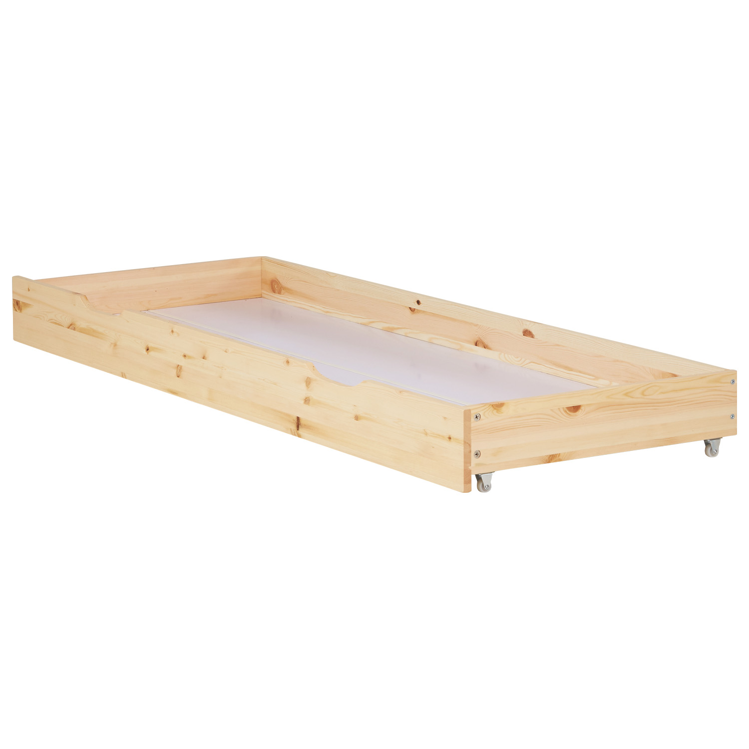 Wood Bed 90x200 cm Natural | Single Bed with Storage Drawer | with Slatted Frame | Solid | Kids Youth Guest Bedroom