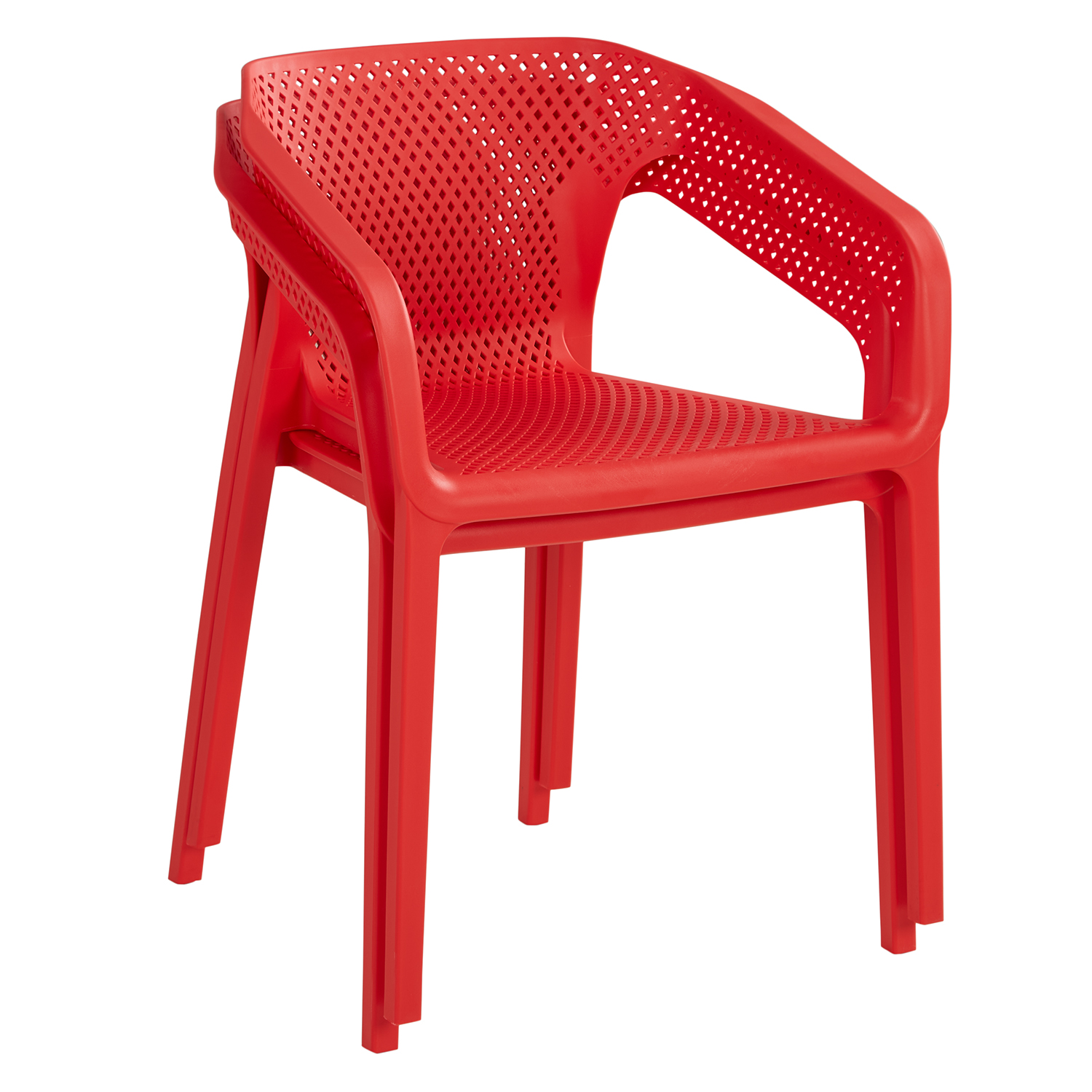 Set of 6 Garden chair with armrests Camping chairs Red Outdoor chairs Plastic Egg chair Lounger chairs Stacking chairs