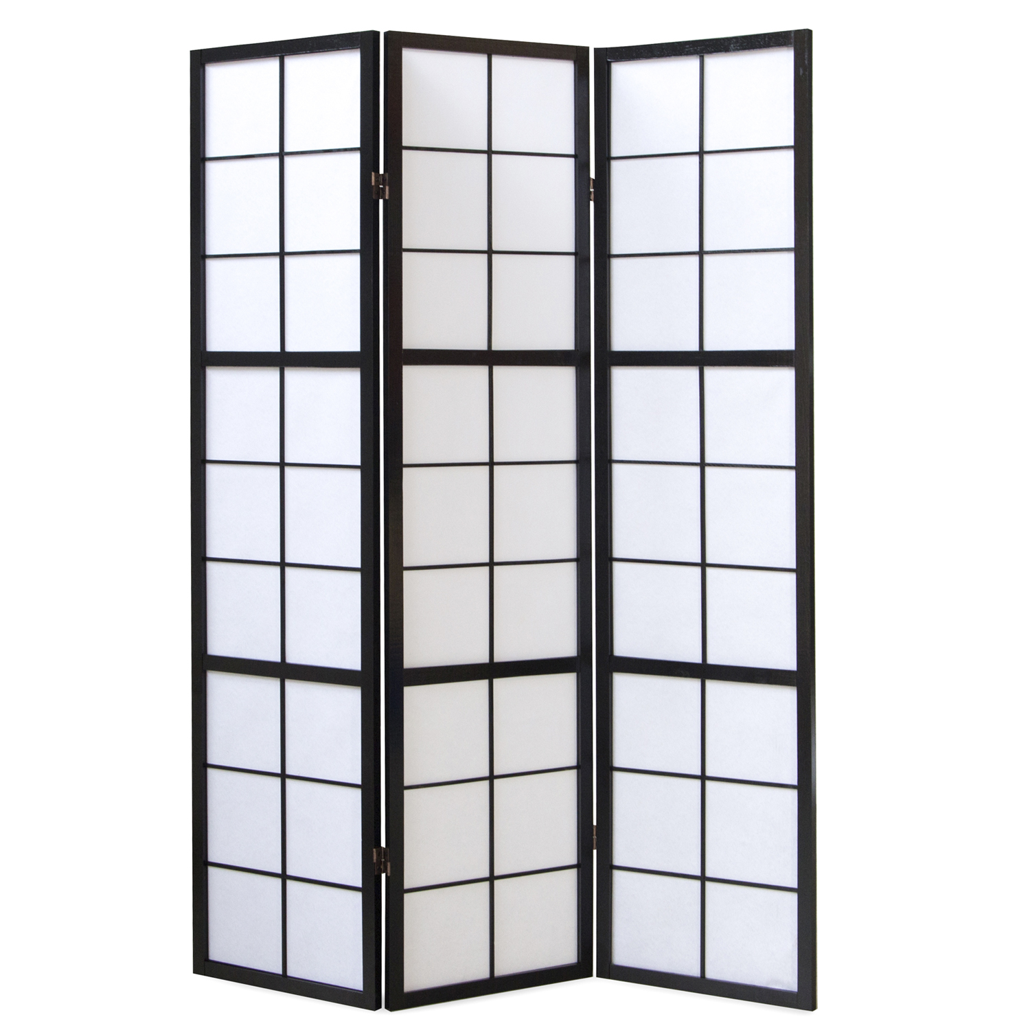 Paravent Black Shoji Rice Paper White | 3-panel | Wood | Room Divider Partition Privacy Screen