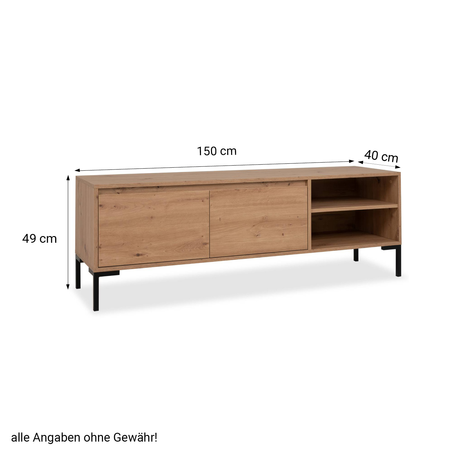 TV Board Wood Oak TV Cabinet Lowboard Sideboard TV Bench Industrial Style