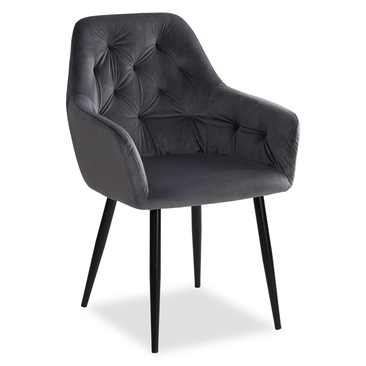 Dining set | 2-piece set upholstered chairs grey velvet with armrest | non-swivel | dining table white 80 x 80 cm