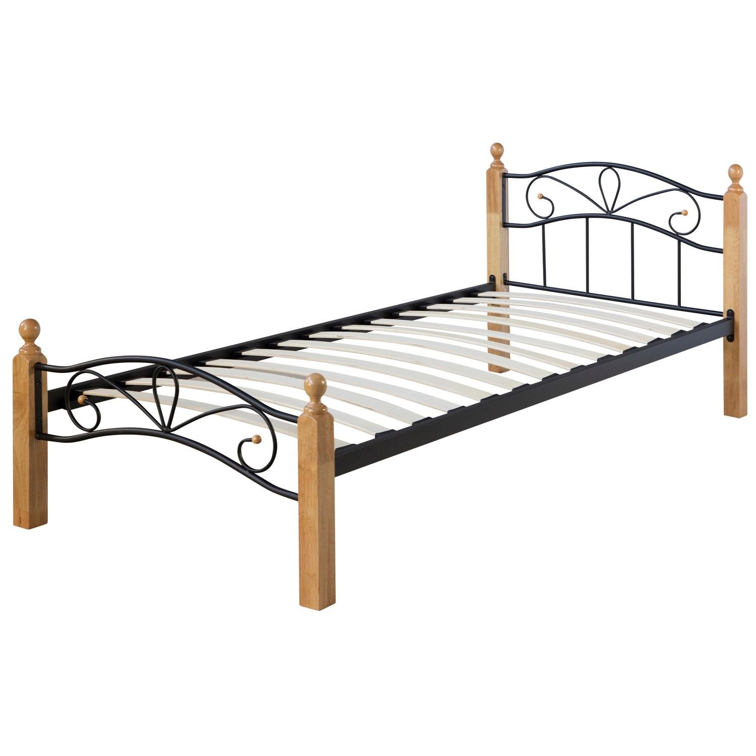 Metal Bed 90x200 Black Daybed Single Bed Youth Bed with Slatted Frame