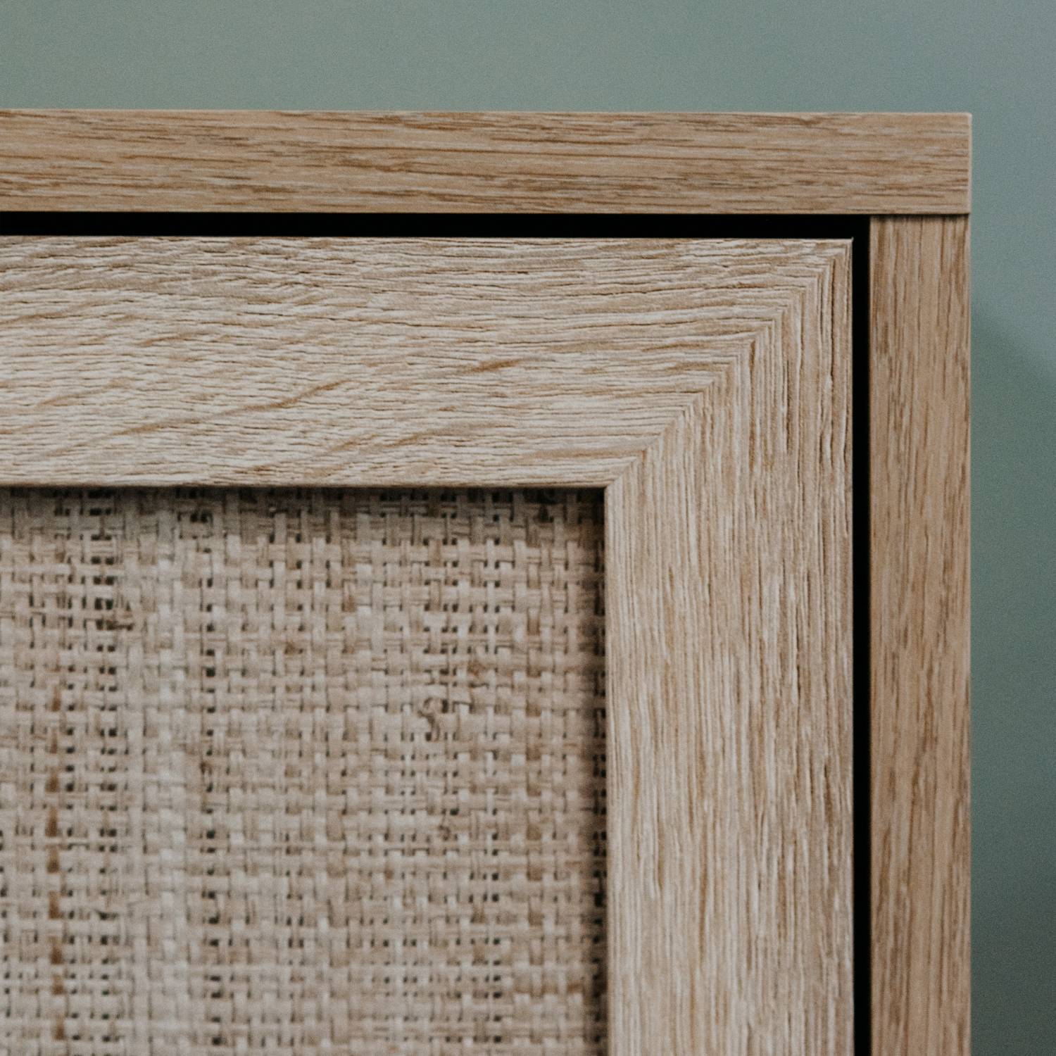 Sideboard Cabinet Cupboard Storage Solide Wood Rafia Brown