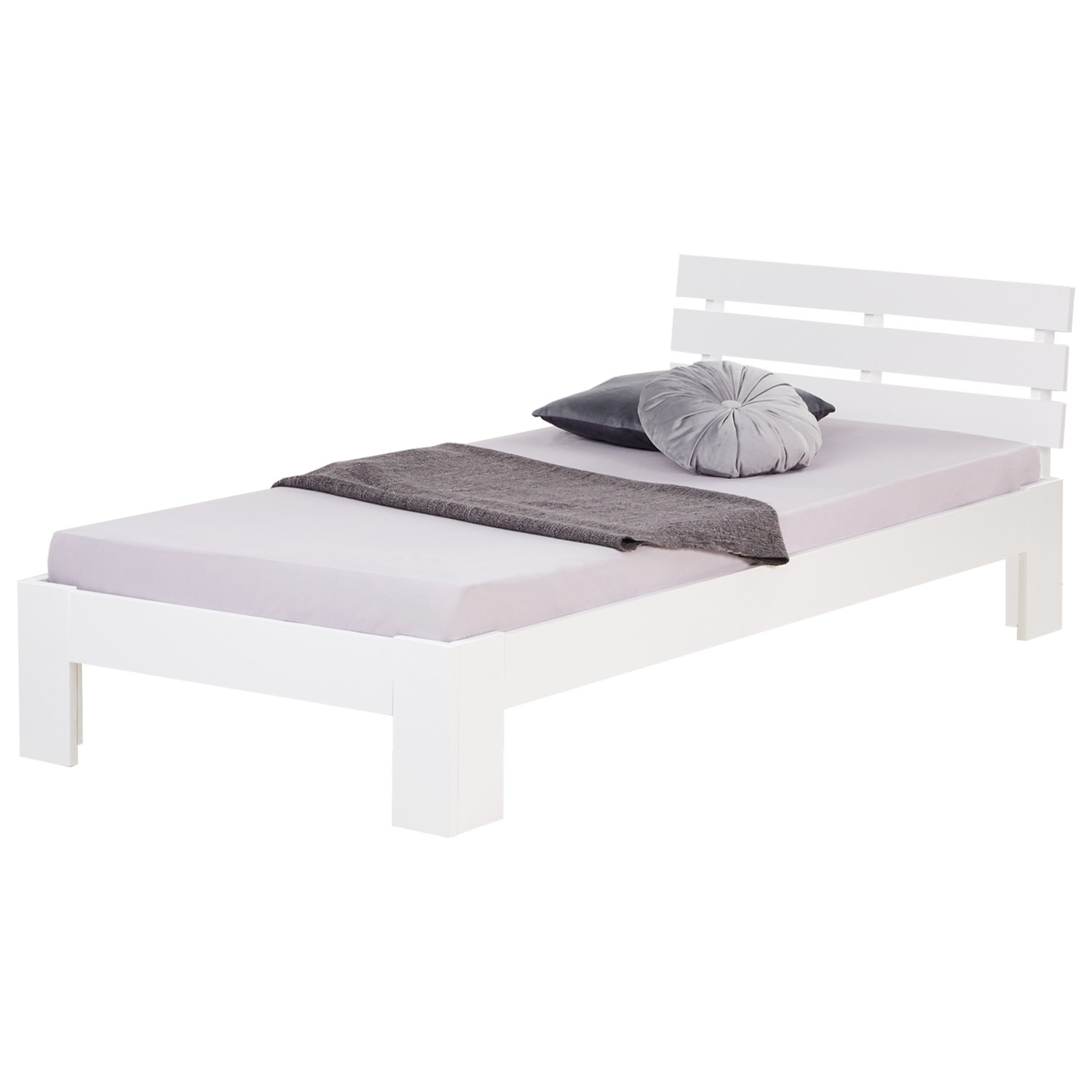Wood Bed 90x200 cm White | Single Bed | with Slatted Frame | Solid | Kids Youth Guest Bedroom Wood Bed 90x200 cm White | Single Bed | with Slatted Frame | Solid | Kids Youth Guest Bedroom