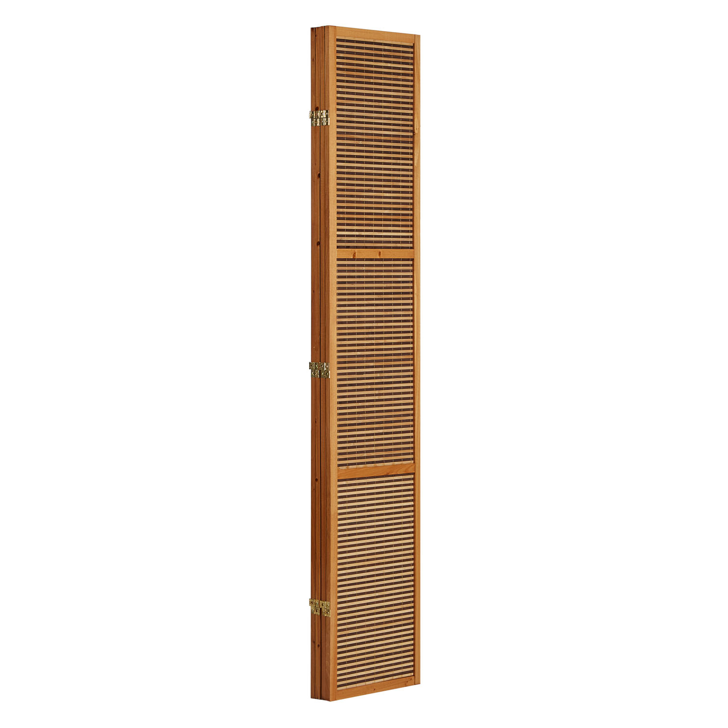 Paravent Brown Wooden Slats Height 200 cm | 4-panel | Wood | Room Divider Partition Privacy Screen