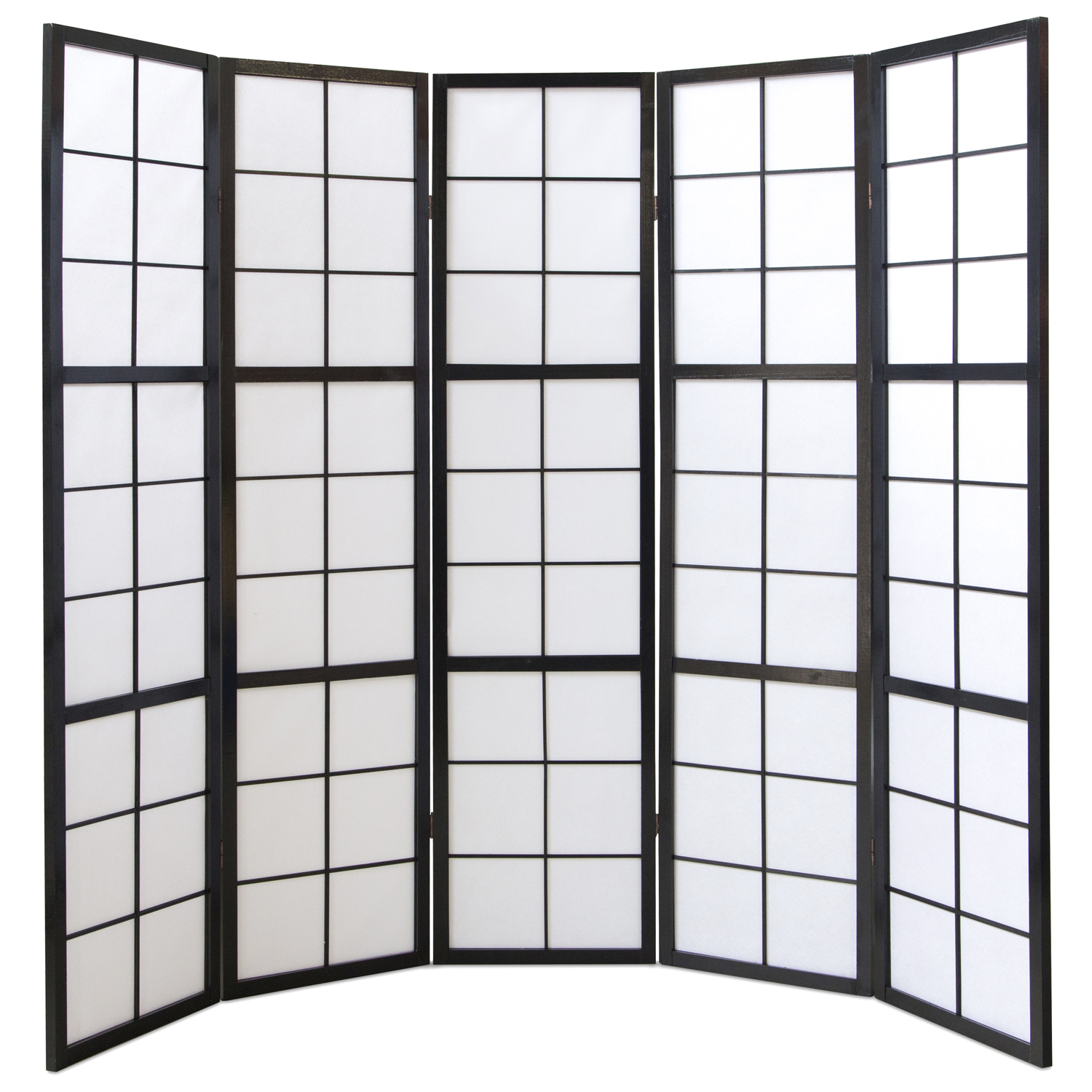 Paravent Black Shoji Rice Paper White | 5-panel | Wood | Room Divider Partition Privacy Screen