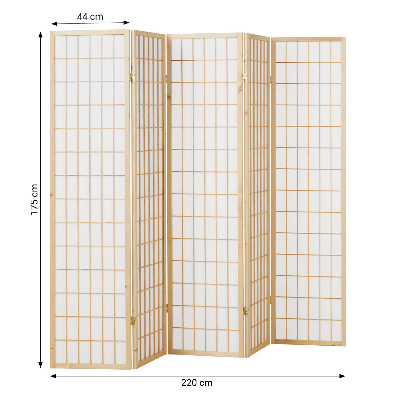 Paravent Natural Shoji Rice Paper White | 5-panel | Wood | Room Divider Partition Privacy Screen