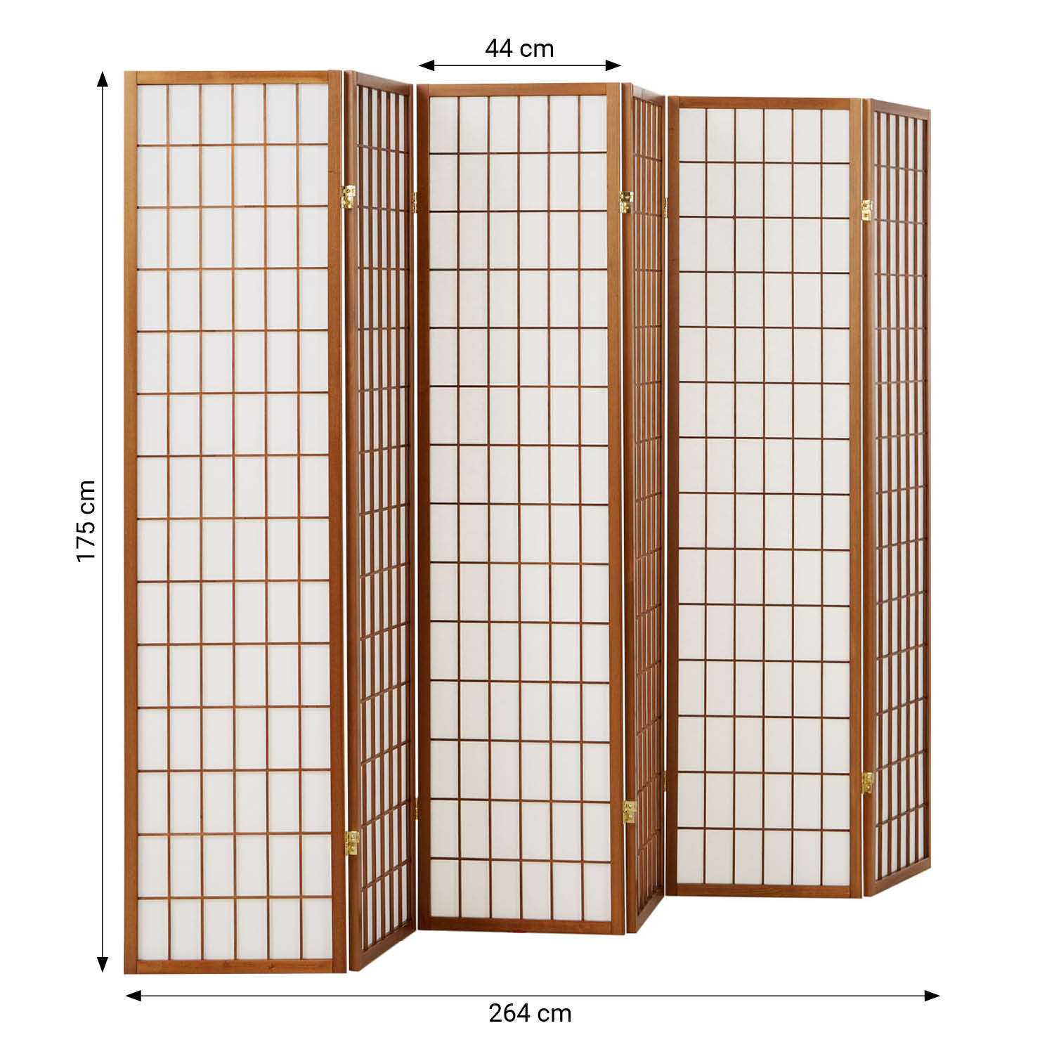 Paravent Hellbraun Shoji Reispapier Weiß | 6 teilig | Holz | Raumteiler Trennwand Sichtschutz