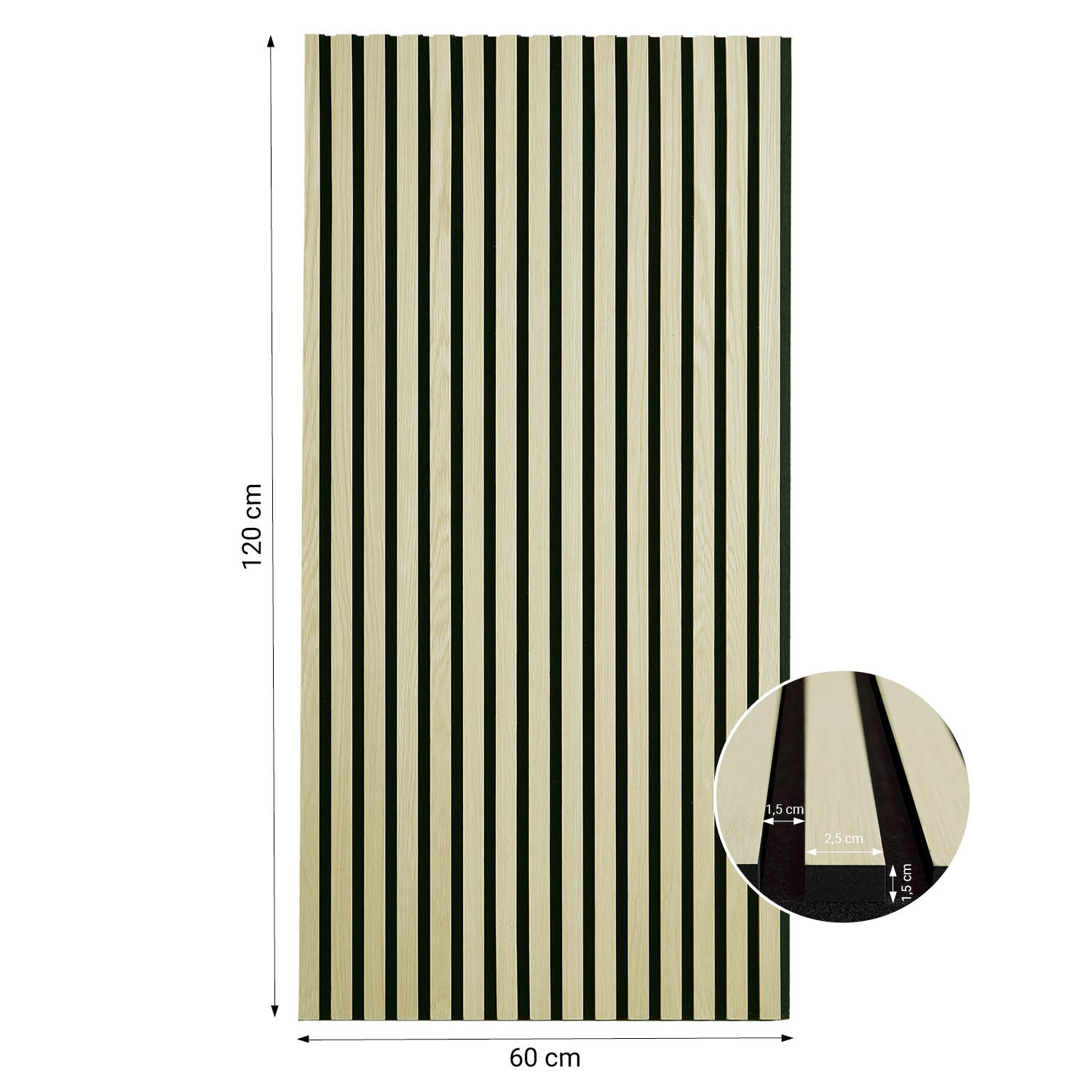 Panneaux acoustiques Muraux 60 x 120 cm Crème | Bois | 1 pièce | Lattes 3D