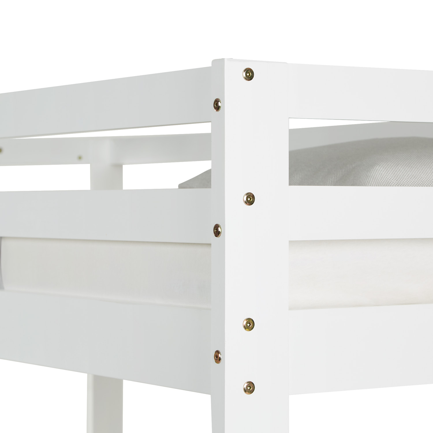 Bunk Bed 3 Levels 90x200 cm White | Ladders White | with Slatted Frame | with Bed Drawer