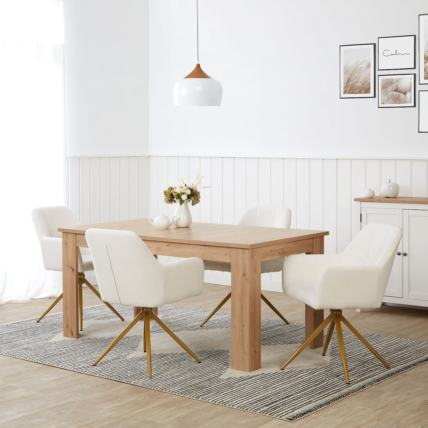 Modern Dining Table Kitchen Table Wooden Table 160x90 cm Oak 8 Seater Extendable