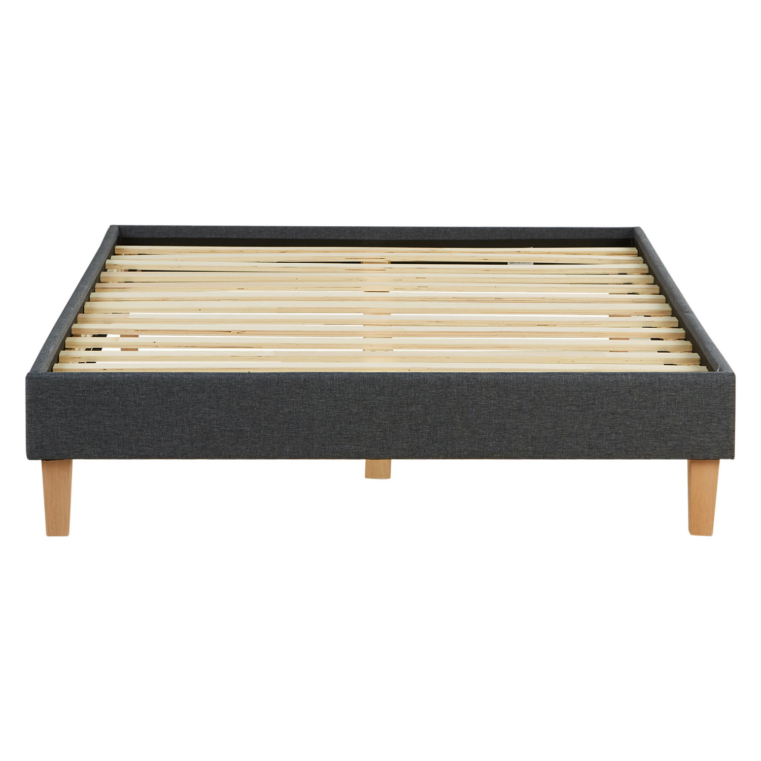 Lit rembourré avec matelas 120x200 Sommier à lattes Lit double en tissu Cadre de lit Lit Gris