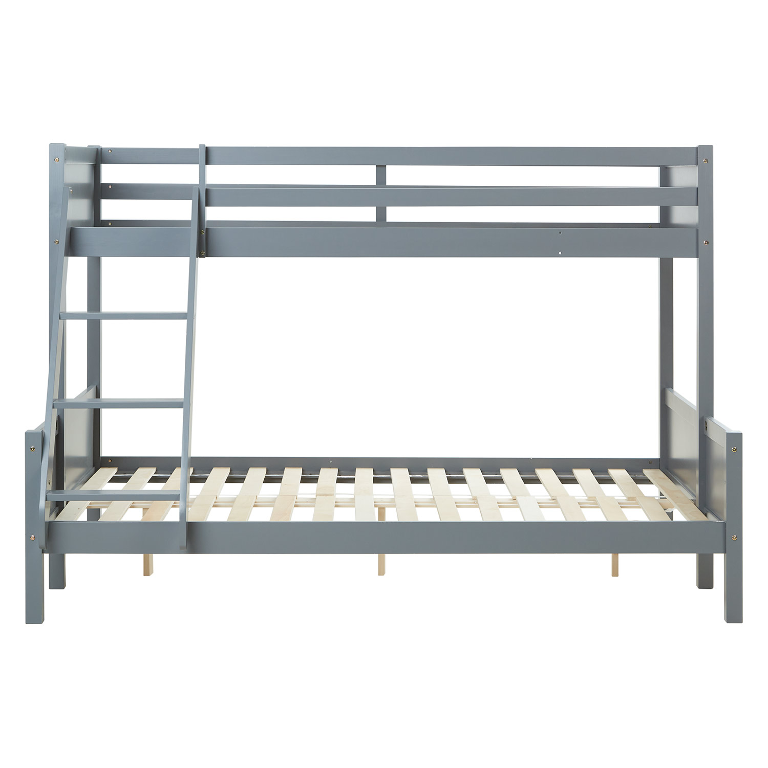 Bunk Bed 2 Sleeping Areas 90x200 cm and 140x200 cm | Gray | with Slatted Frame