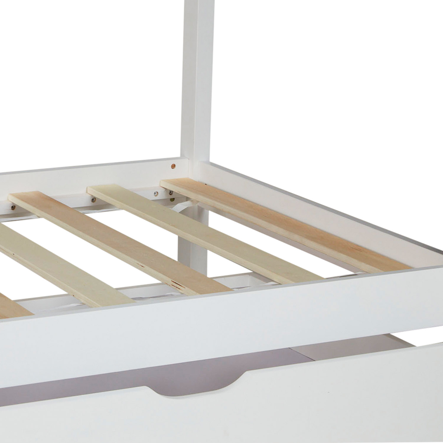 Childrens Bed with Mattress House Bed Frame For Kids 90x200 cm White With Drawers Children's Bed 90x200 cm White | House Bed with Drawers | Single Bed | with Slatted Frame | Wood