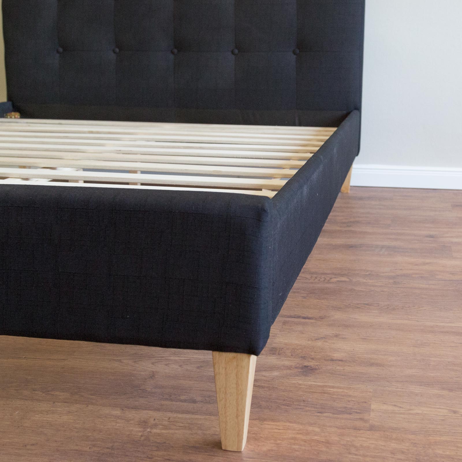 fabric Bed Upholstered Bed Frame Superking 180 x 200 black 6FT
