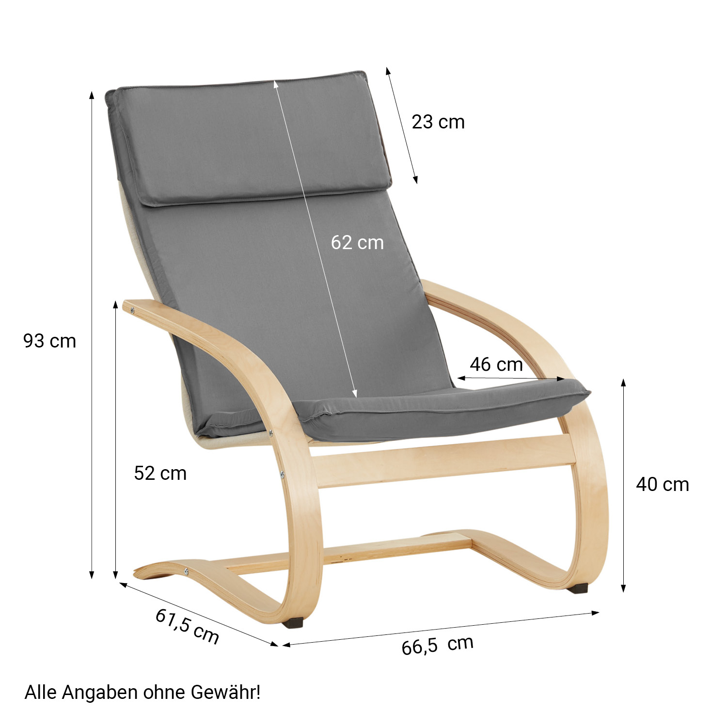 Fauteuil relax Fauteuil relaxant Gris Chaise longue en bois naturelle Fauteuil confort