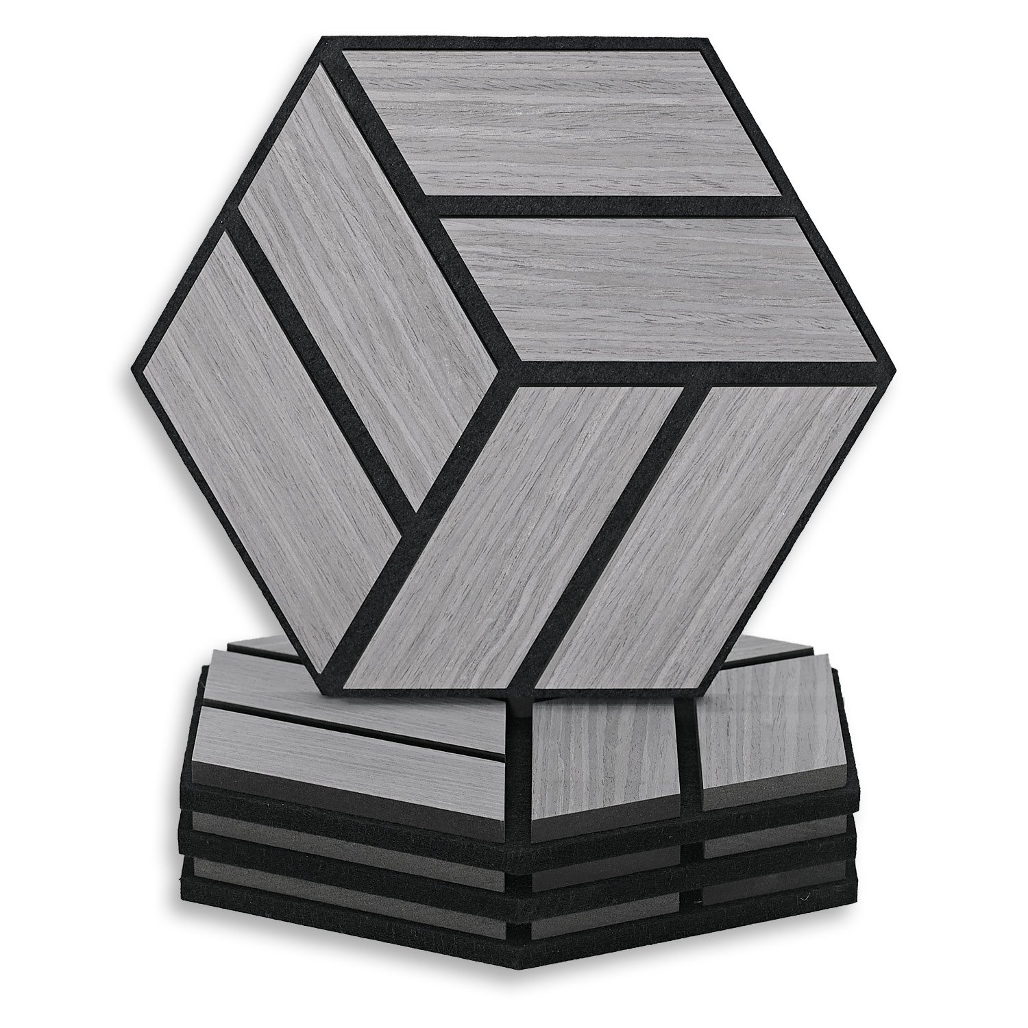 Acoustic Panels Wall Panels Hexagon Honeycomb 30 x 26 cm Grey | Wood | 4-piece Set | 3D Acoustic Panels Wall Panels Hexagon Honeycomb 30 x 26 cm Grey | Wood | 20-piece Set | 3D