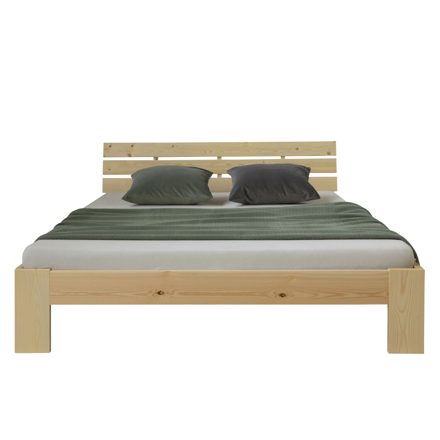 Holzbett 140x200 cm Natur | Doppelbett | mit Lattenrost | massiv | Kind Jugend Gast Schlafzimmer