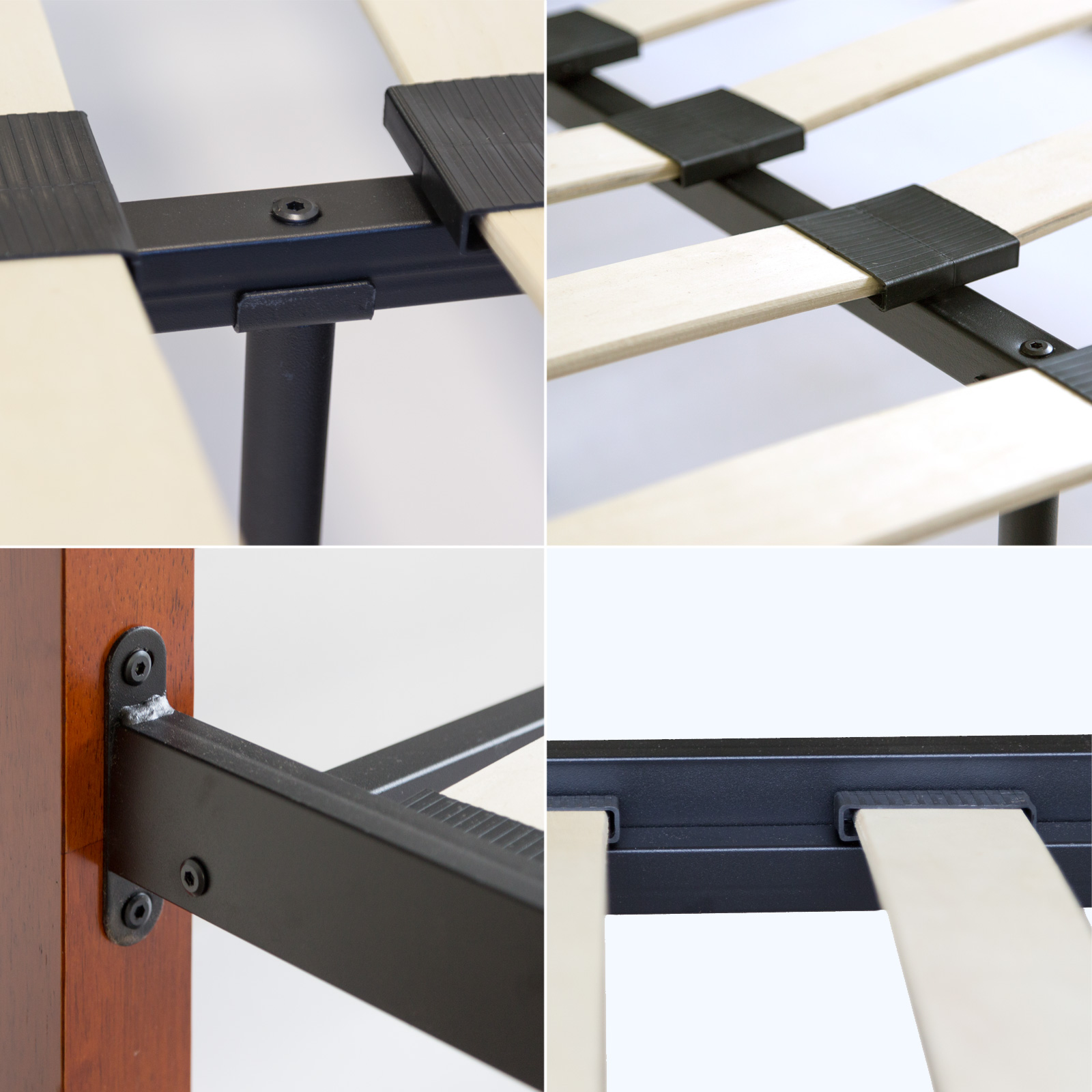 Metal bed 140 160 180 x 200 Bed frame with slatted frame Double Bed Wood Black Brown