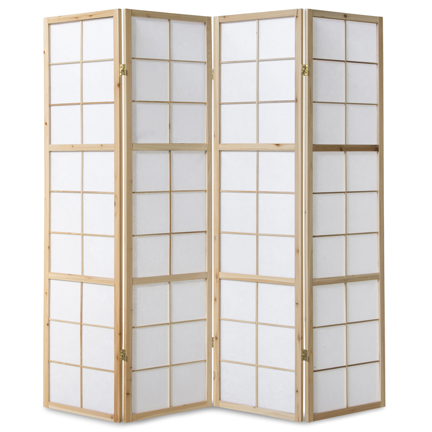 Paravent room divider 4 parts partition wall Shoji Foldable Natural