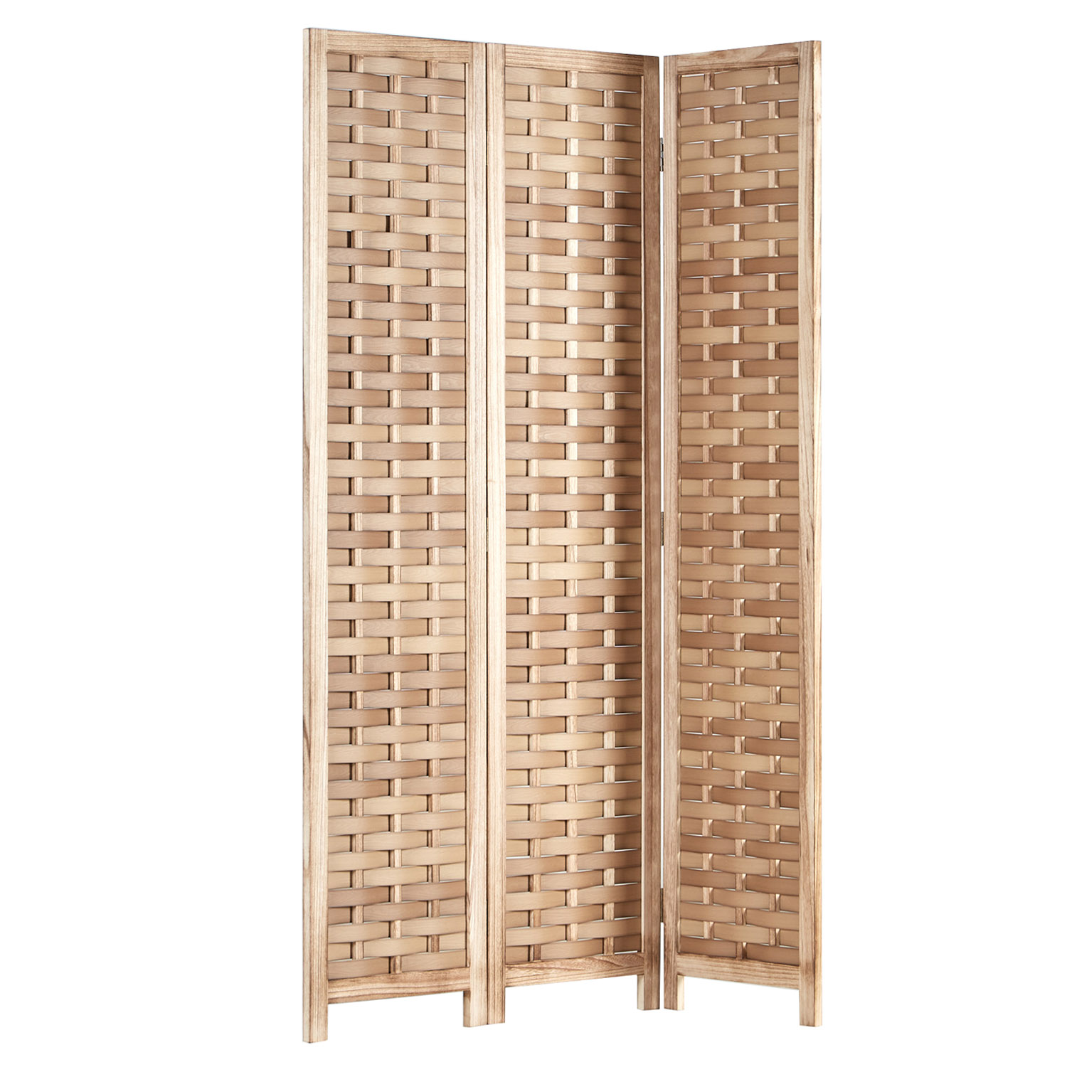 Paravent Natural Rattan-Style | 3-panel | Wood | Room Divider Partition Privacy Screen