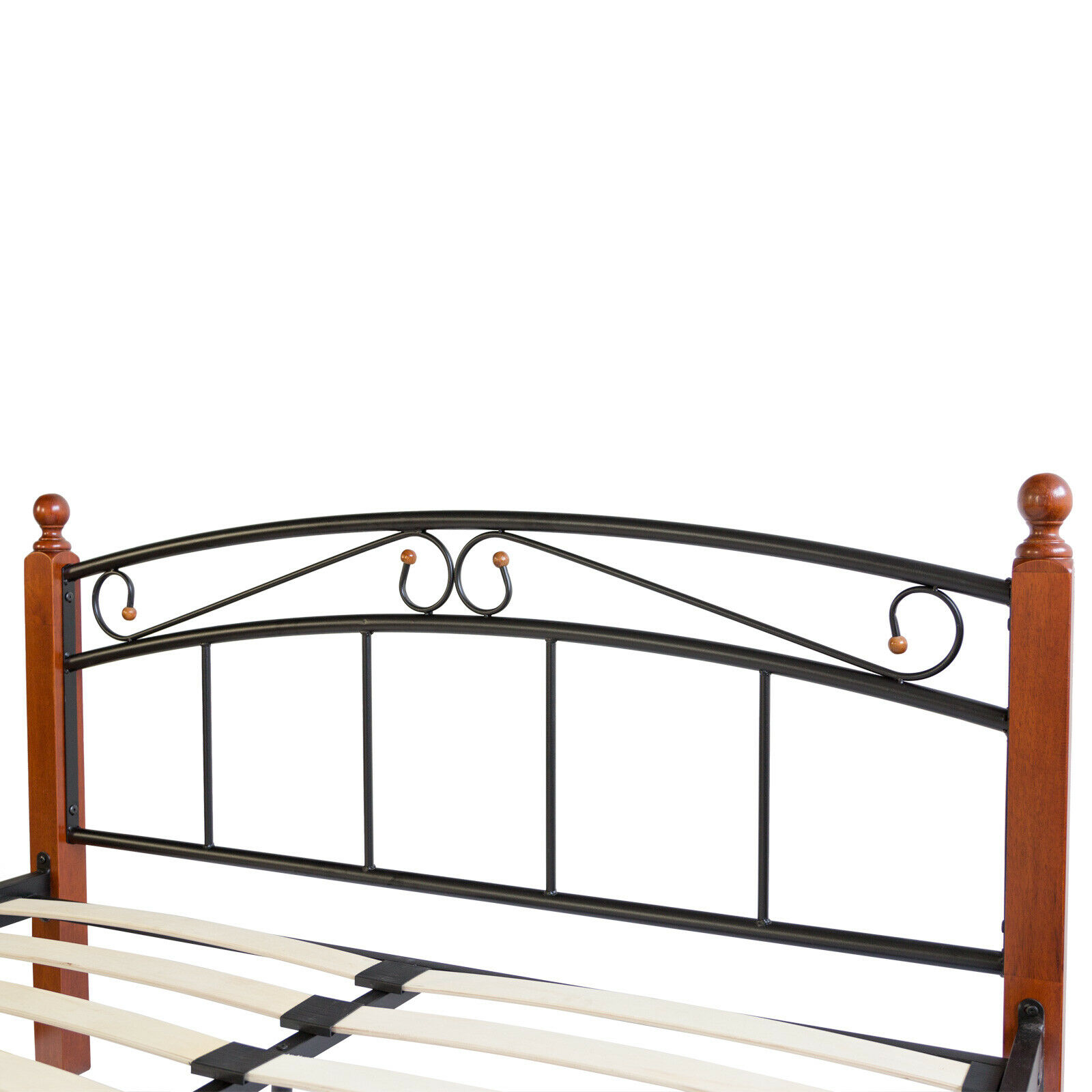 Metal Bed Iron Bed Double 180 x 200 Wood Slatted black brown bed frame Metal Bed Iron Bed Double 140 x 200 Wood Slatted black brown bed frame 8077