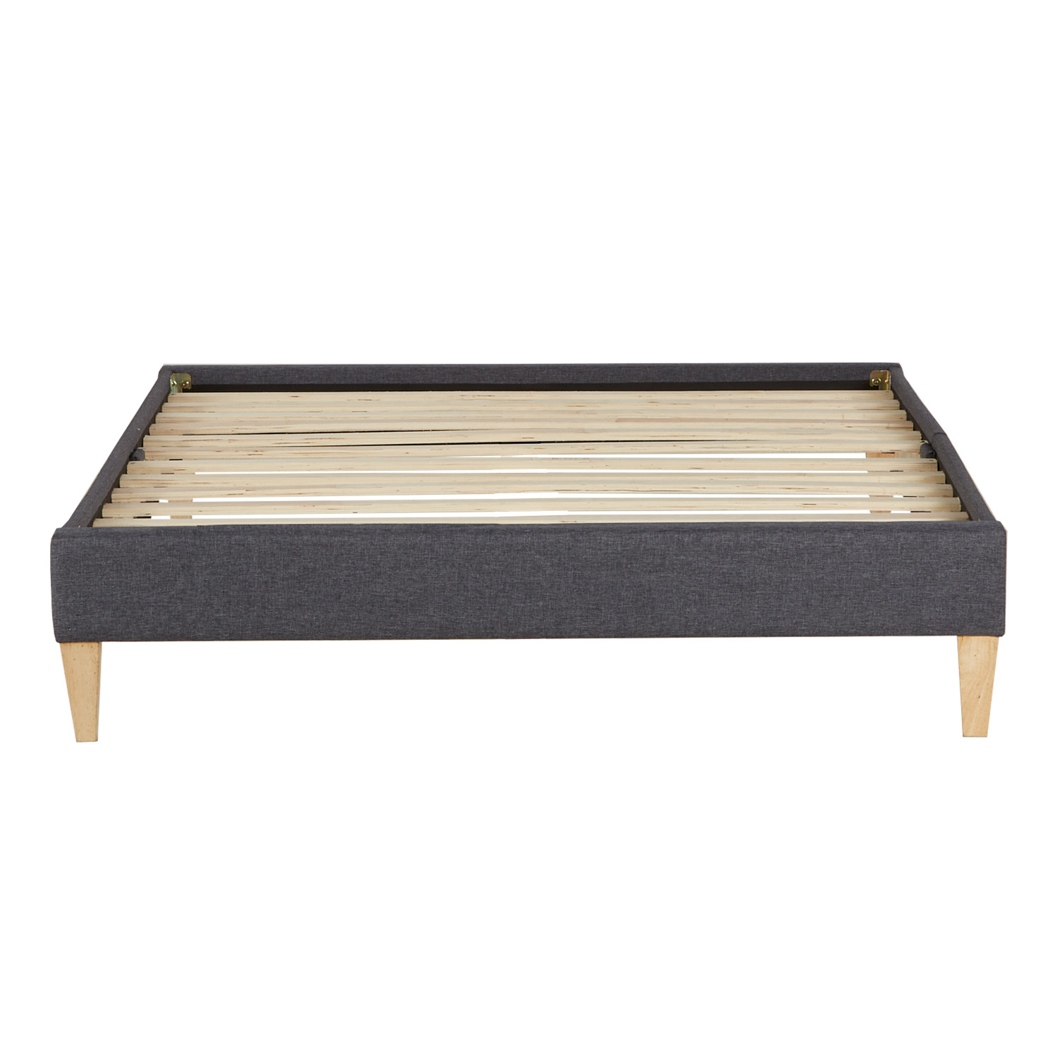 Upholstered bed 90x200 cm grey | futon bed | with slatted frame | with mattress | single fabric bed frame