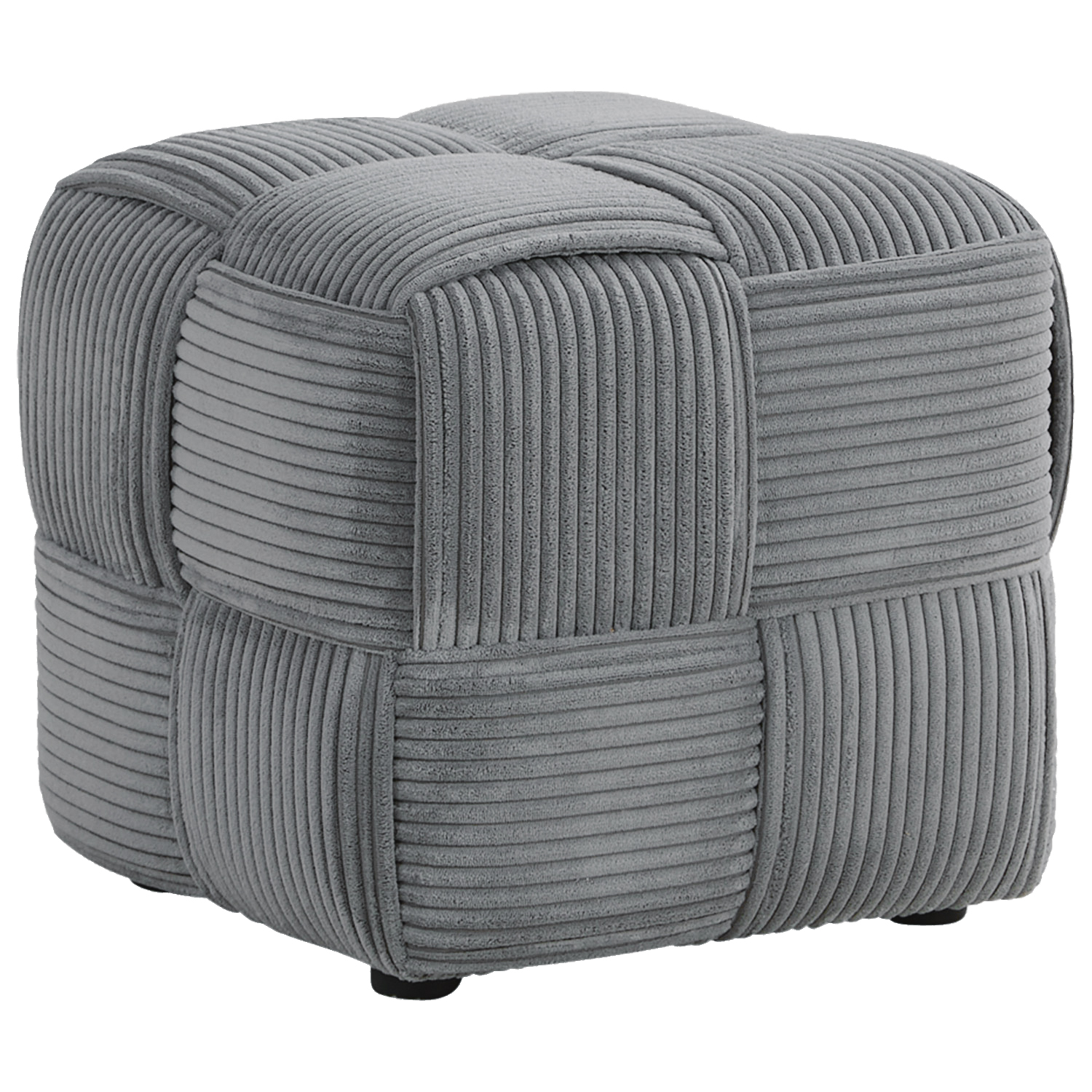 Sitzhocker Pouf Grau Cord Poufhocker Sitzpouf Polsterhocker Sitzwürfel Schminkhocker Hocker Gepolstert