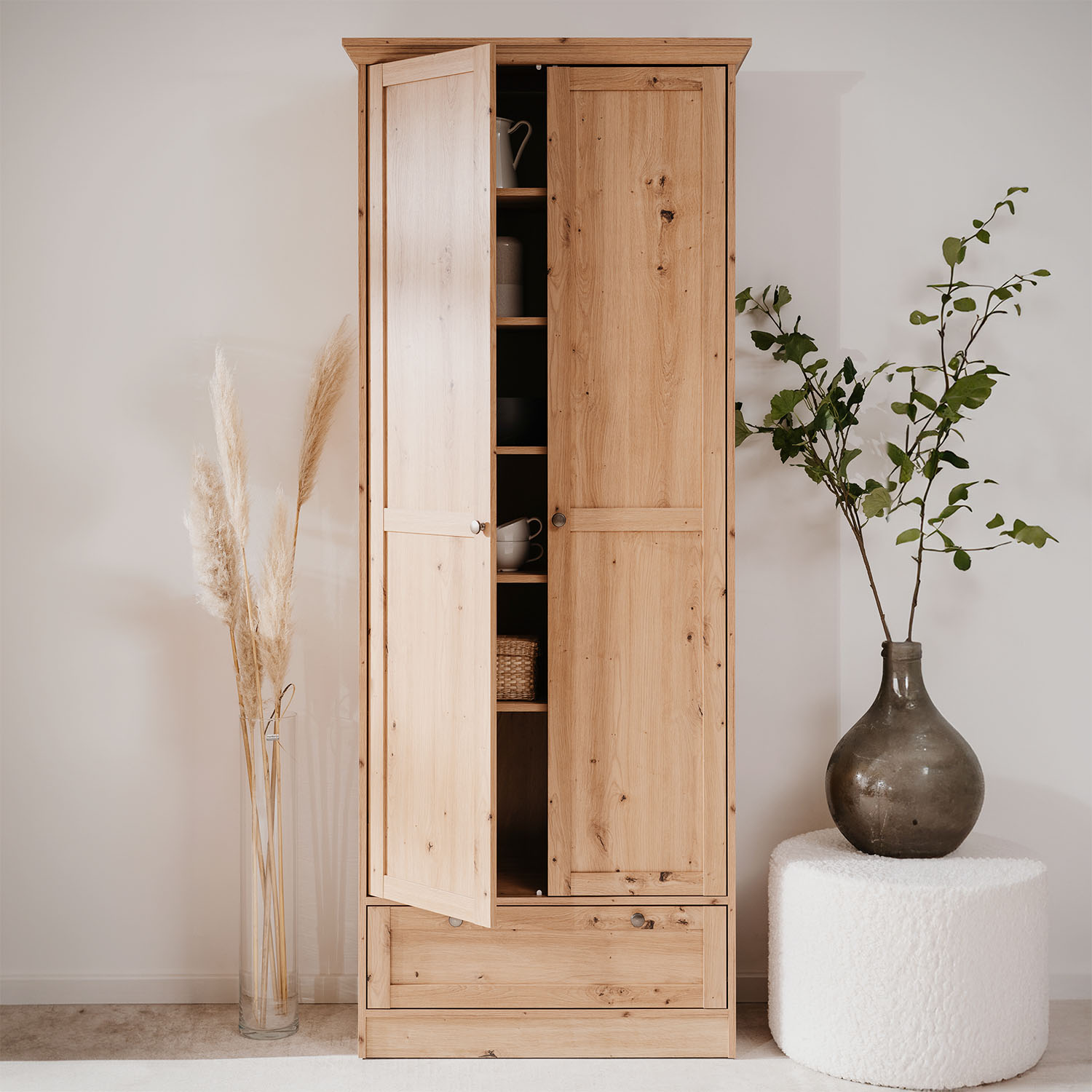 Dressing Armoire Chambre Penderie Meuble de Rangement Placard Bois Chêne Garde-robe Tiroir