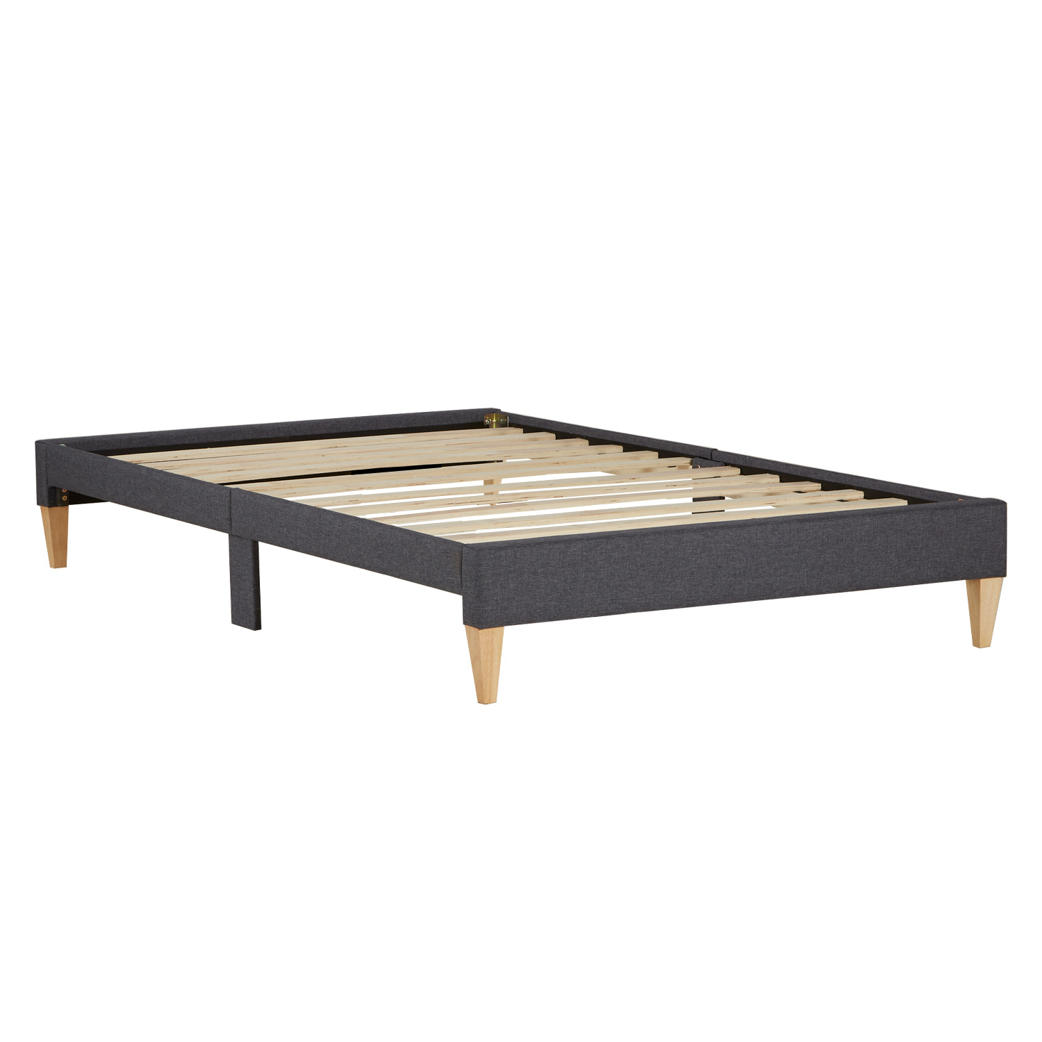 Lit Rembourré avec matelas 90x200 Sommier à lattes Cadre de lit Simple Tissu Gris Lit Futon