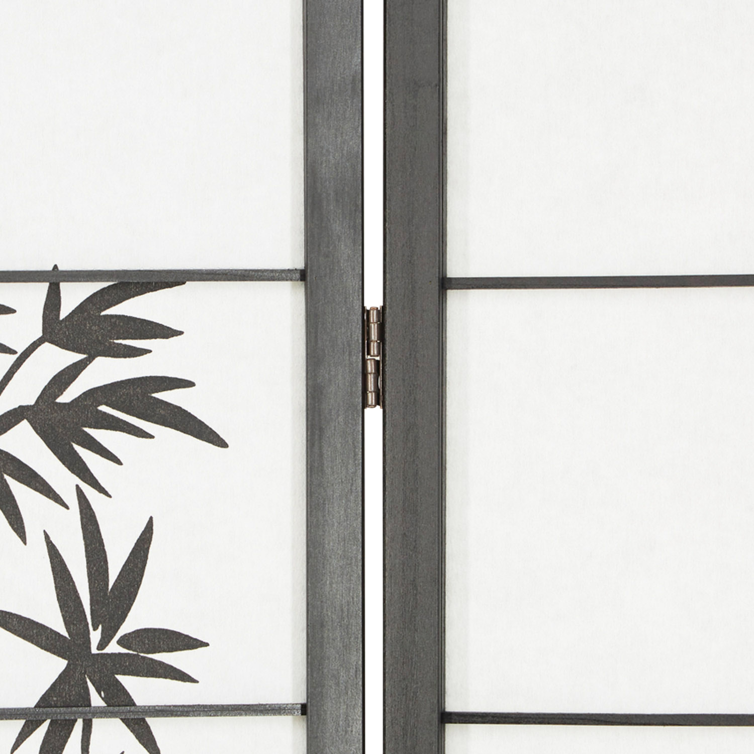 Paravent Black Bamboo Pattern Print | 6-panel | Wood | Room Divider Partition Privacy Screen