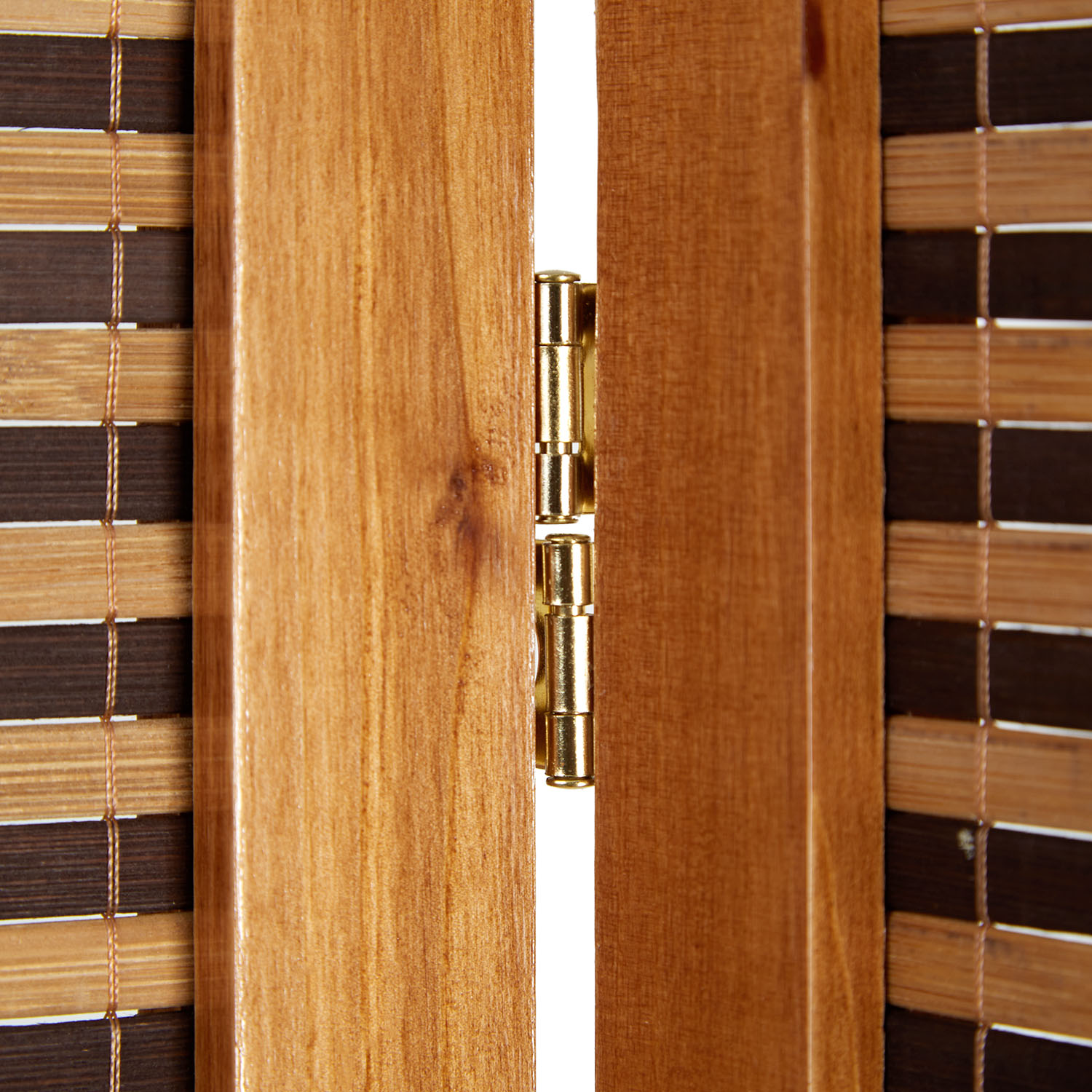 Paravent Brown Wooden Slats Height 200 cm | 3-panel | Wood | Room Divider Partition Privacy Screen