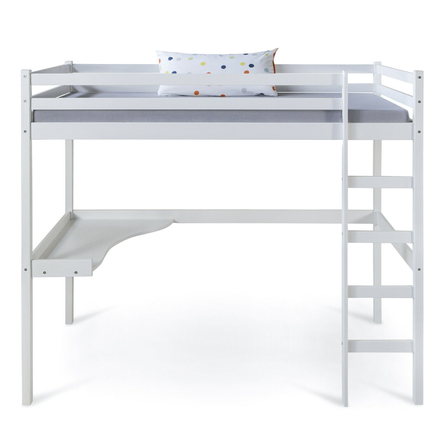 Hochbett Kinderbett 90x200 weiß mit Schreibtisch