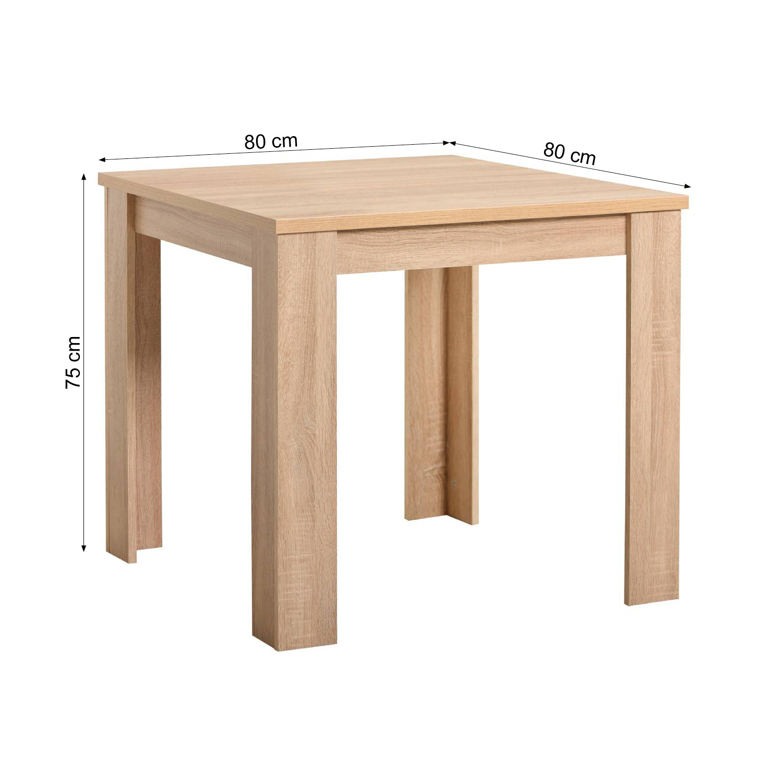 Dining set | 2-piece set upholstered chairs grey velvet without armrest | dining table oak 80 x 80 cm