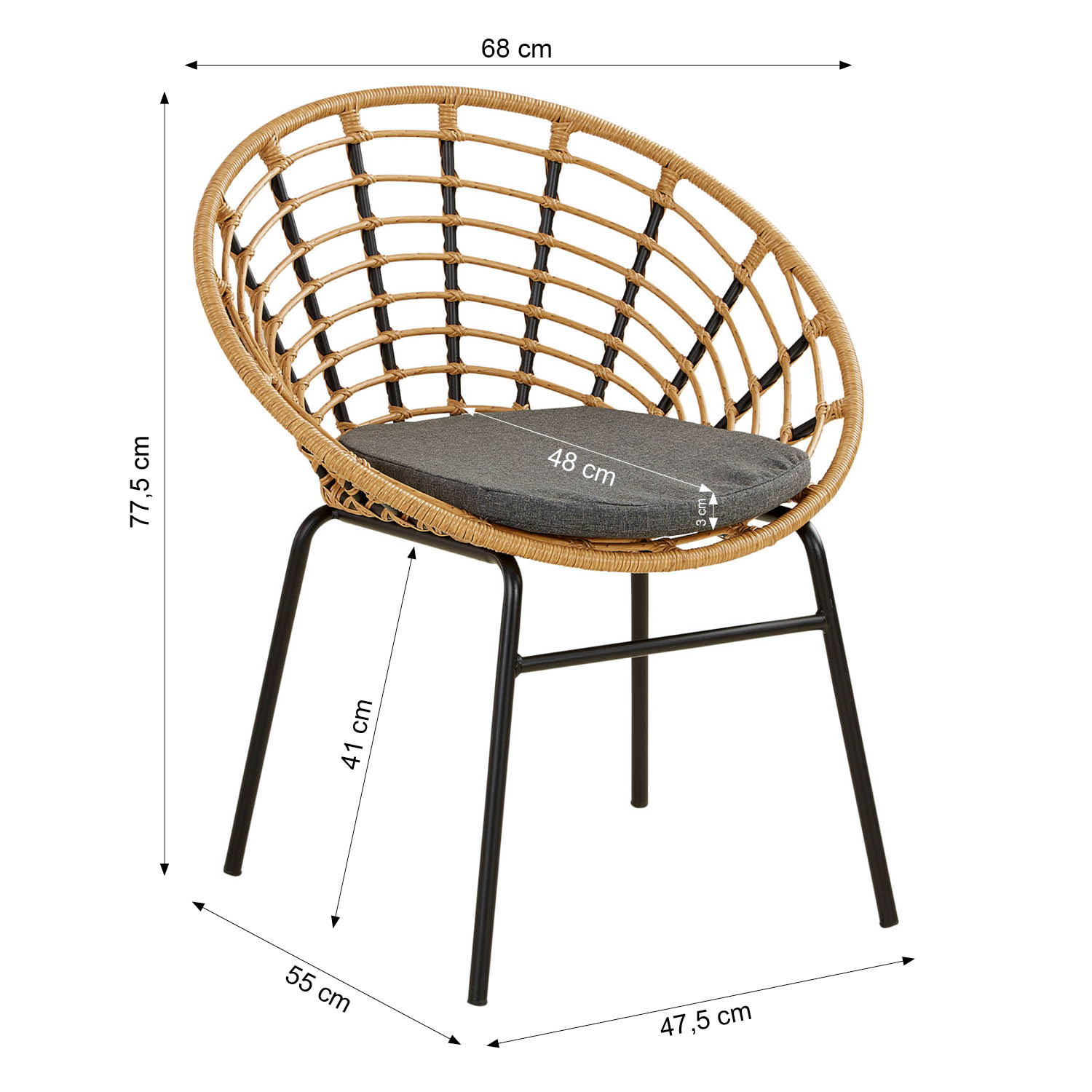 Garden furniture set Garden table and 2 chairs Bistro set Natural Rattan Outdoor table and chairs Lounge chair Patio set