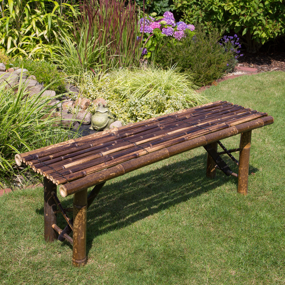 Garden Bench Bamboo Seater Outdoor Patio Nature