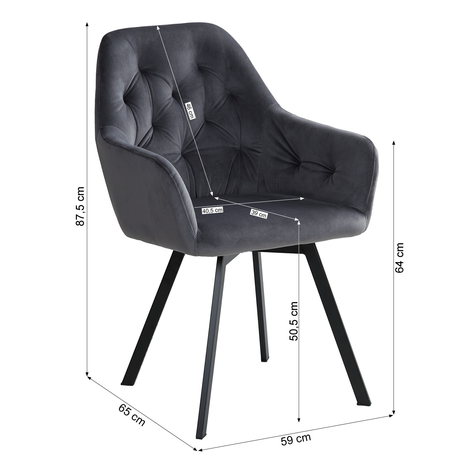 Dining Chair Set of 4 Modern Egg Chairs Velvet Grey Armchairs Dining Room Chairs Upholstered Chairs Eames Chairs Upholstered Chair Velvet Grey | Set of 4 | swivel | with Armrests | Kitchen Dining Room Office