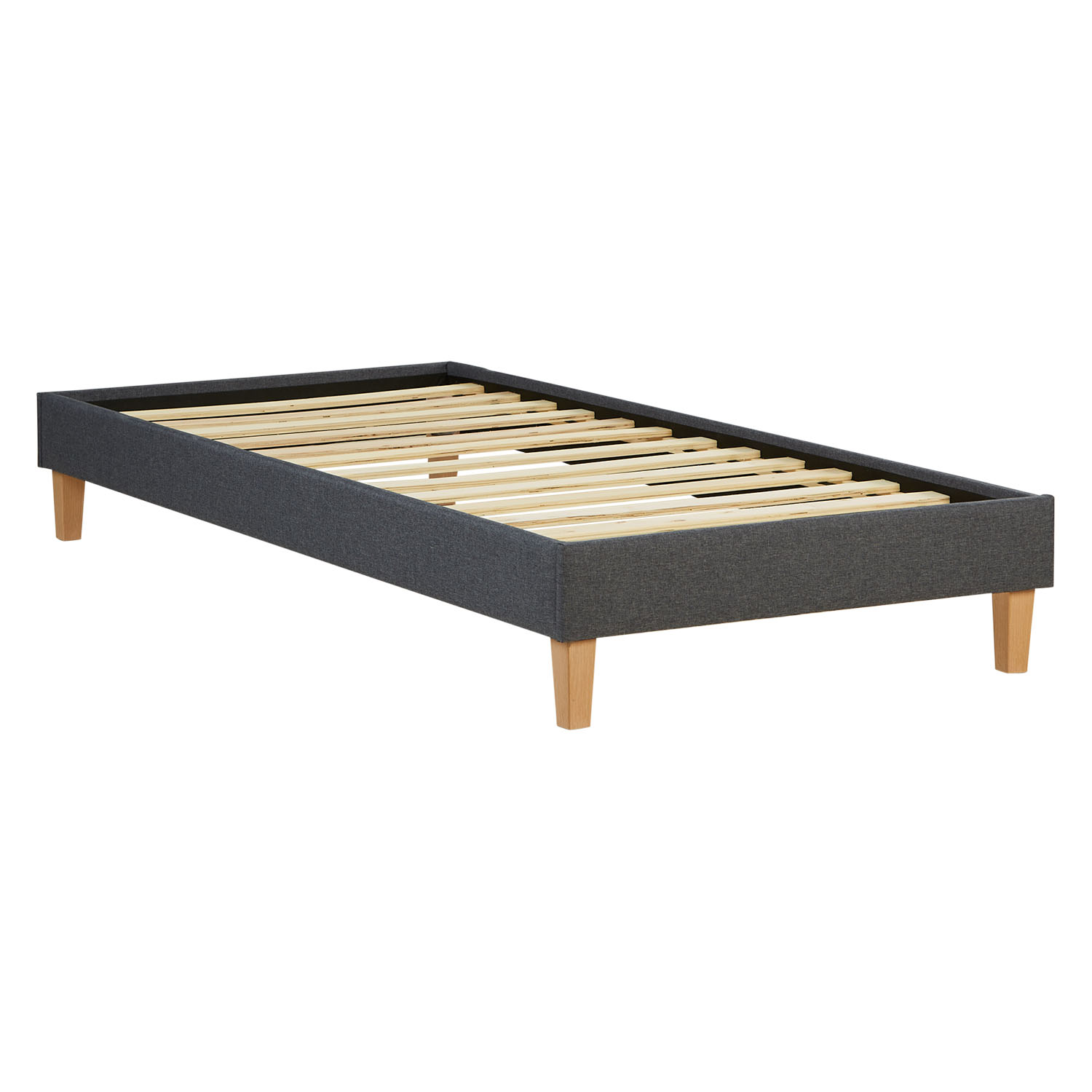 Upholstered Bed with Mattress 90x200 Slatted Frame Single Bed Fabric Bedstead Bed Grey Upholstered Bed with Mattress 90x200 Slatted Frame Single Bed Fabric Bedstead Bed Grey