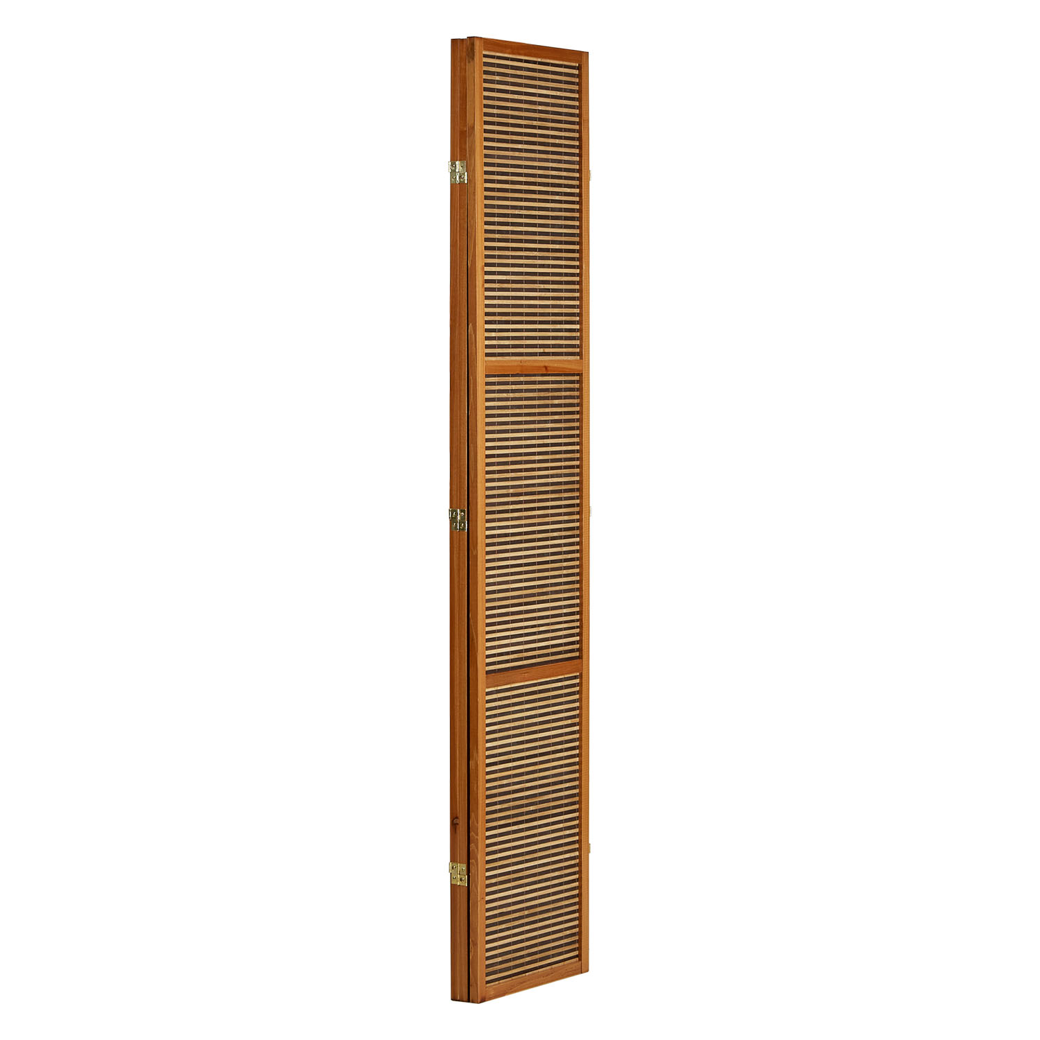 Paravent Brown Wooden Slats Height 200 cm | 3-panel | Wood | Room Divider Partition Privacy Screen