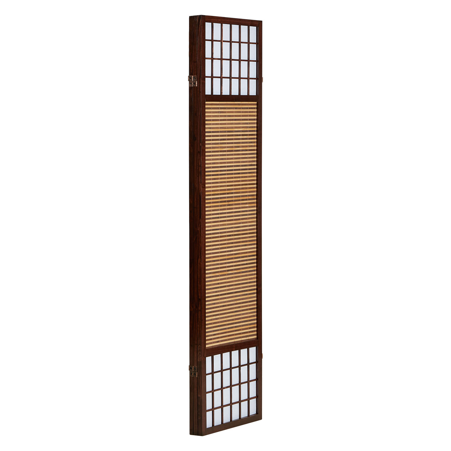 Paravent Brown Bamboo Shoji Rice Paper White | 3-panel | Wood | Room Divider Partition Privacy Screen