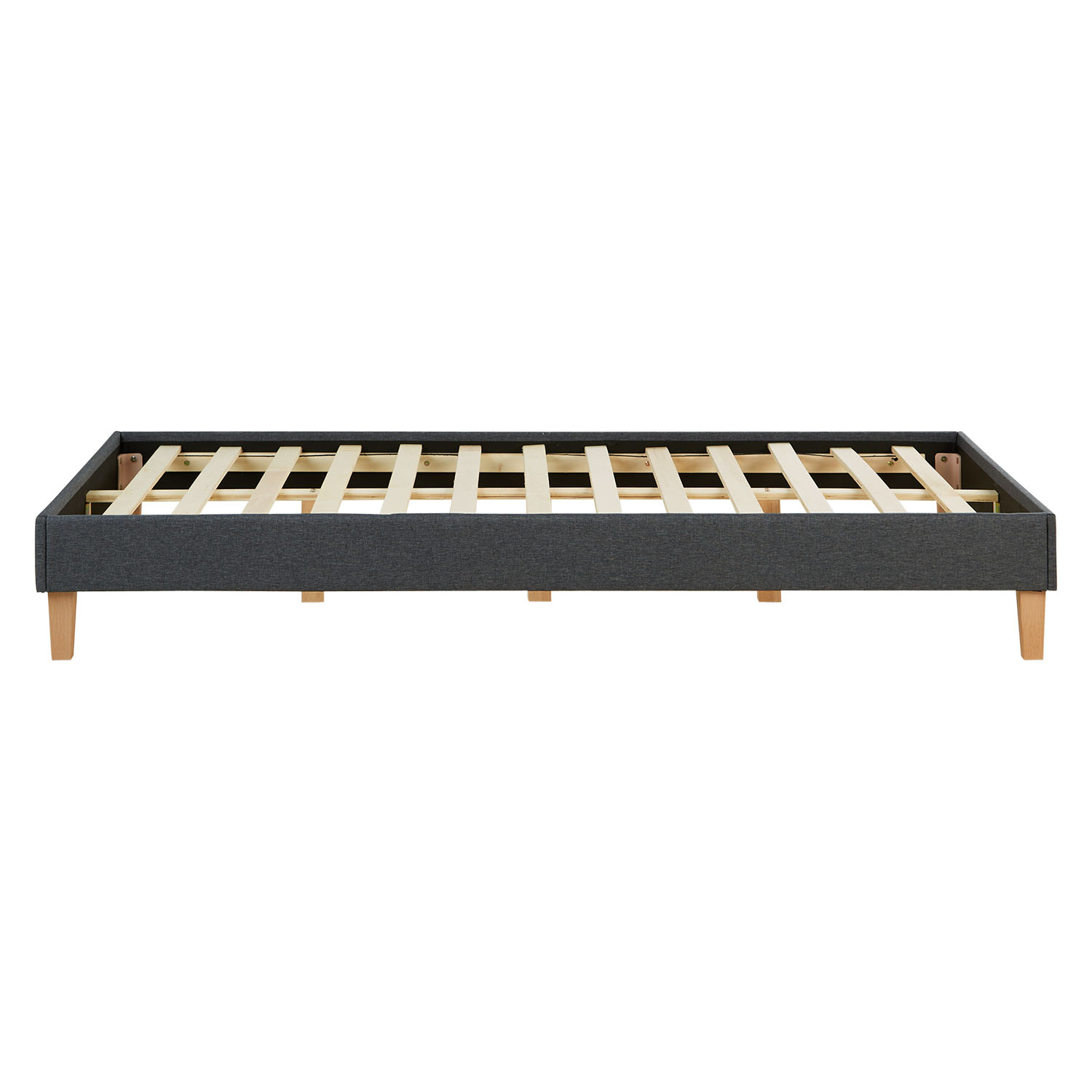 Upholstered bed 120x200 cm grey | futon bed | with slatted frame | double fabric bed frame