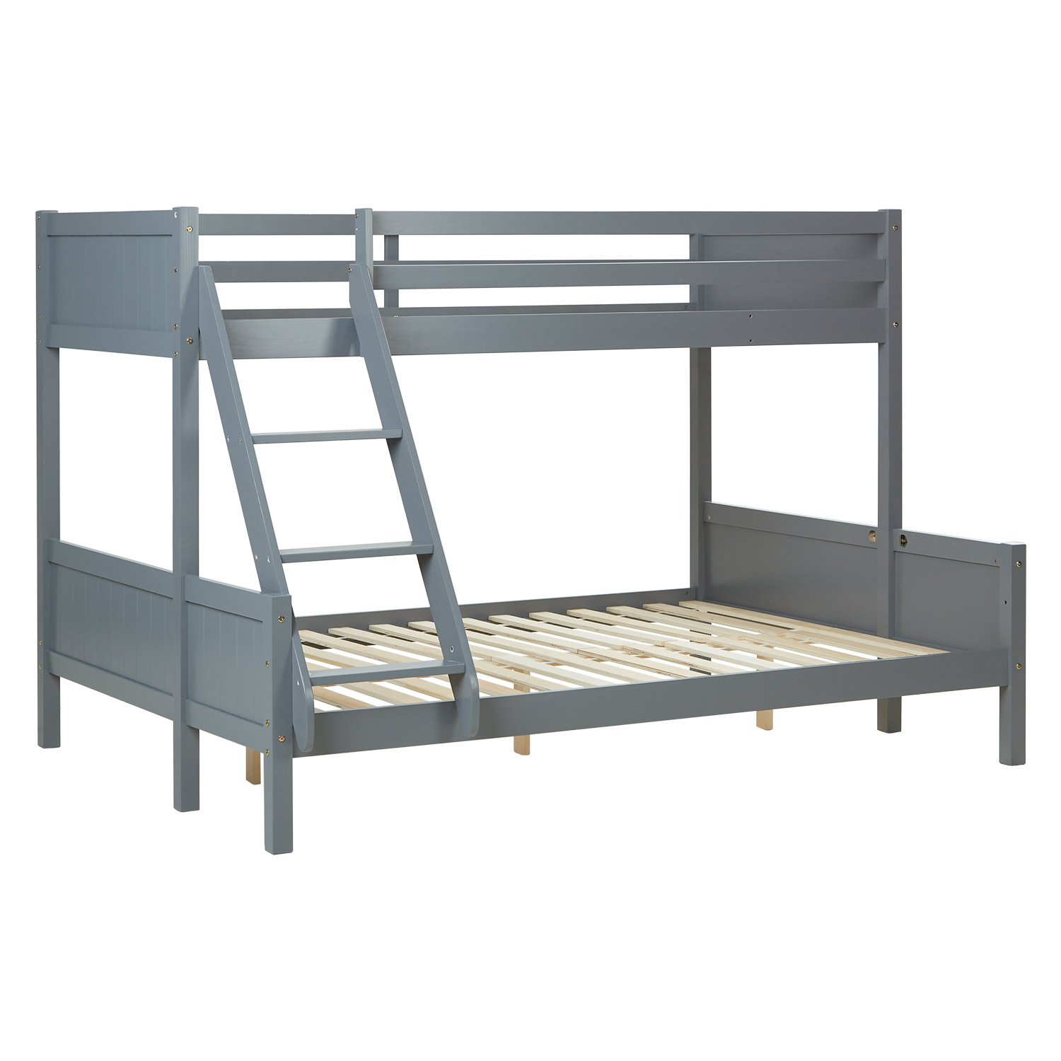 Bunk Bed with 2 Mattresses 90x200 and 140x200 cm Kids Bed Grey Wood Cabin Bed High Sleeper Bed Loft Bed Childrens Bed Twin Bed