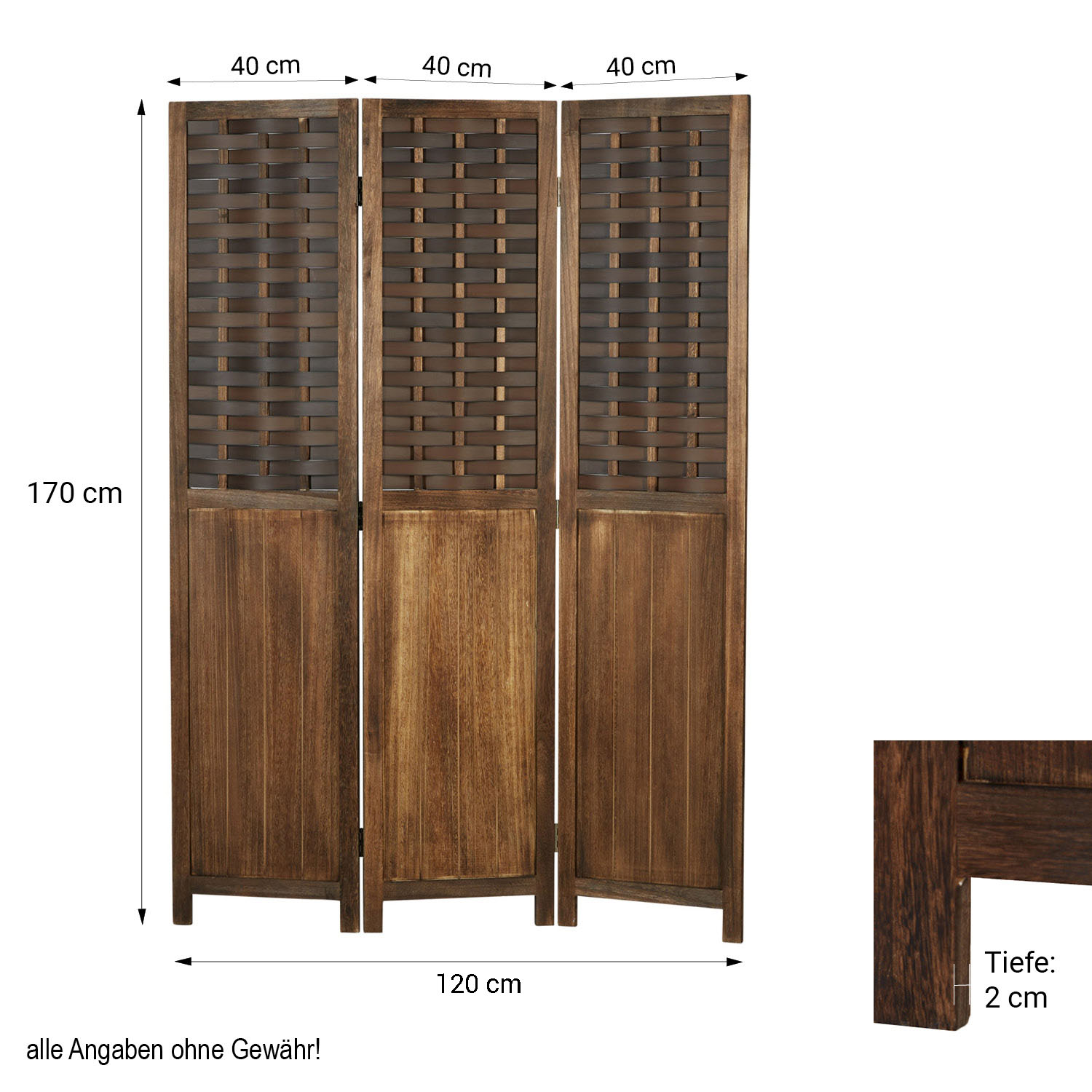 Paravent Brown Rattan-Style | 3-panel | Wood | Room Divider Partition Privacy Screen Paravent Brown Rattan-Style | 3-panel | Wood | Room Divider Partition Privacy Screen
